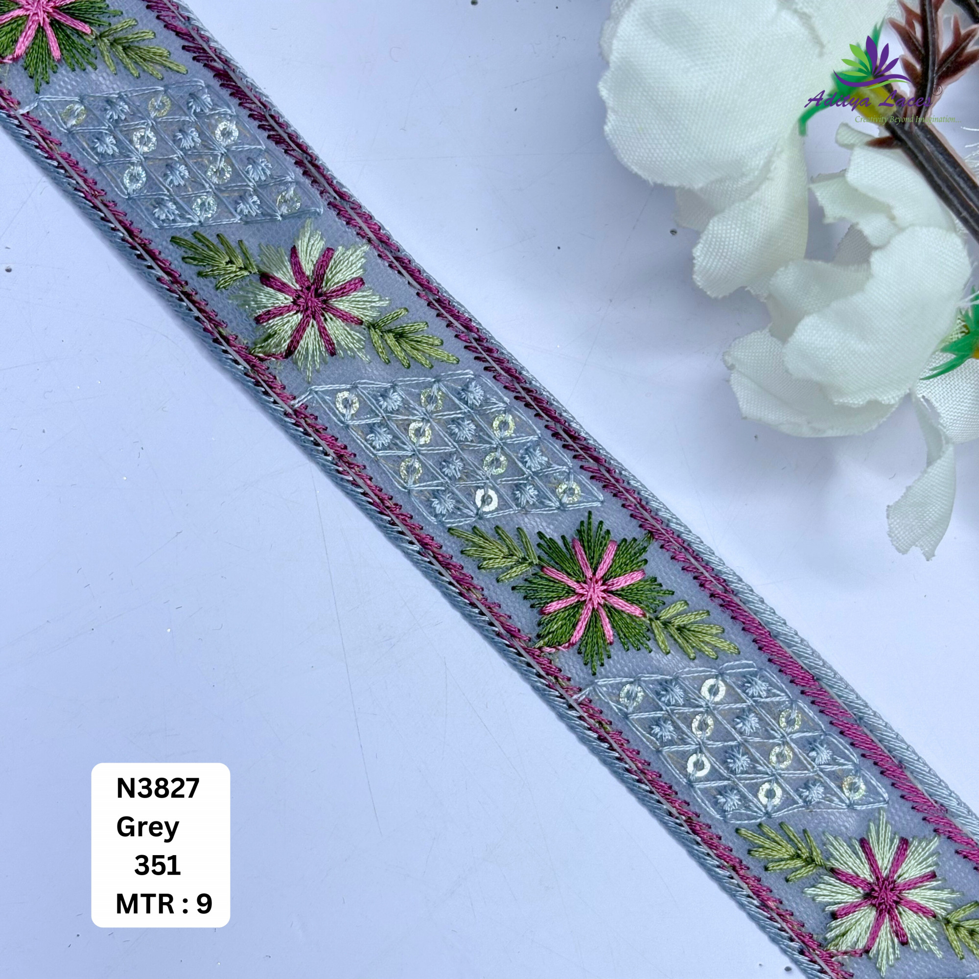 Decorative Embroidered Net Lace Border for Saree Bridal Wear