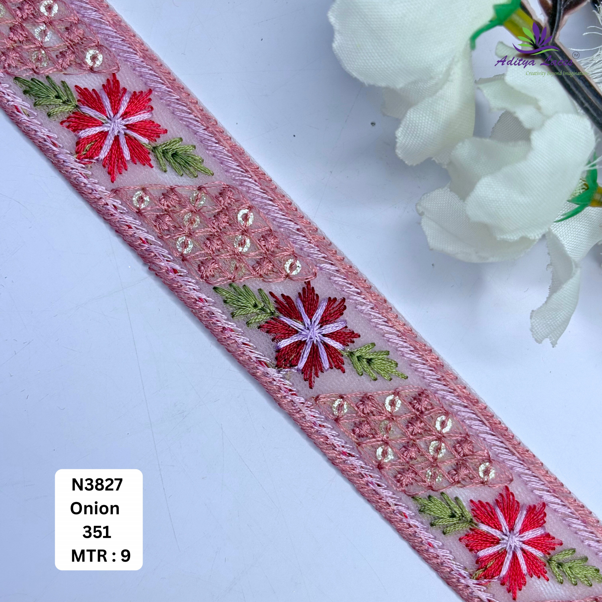 Decorative Embroidered Net Lace Border for Saree Bridal Wear