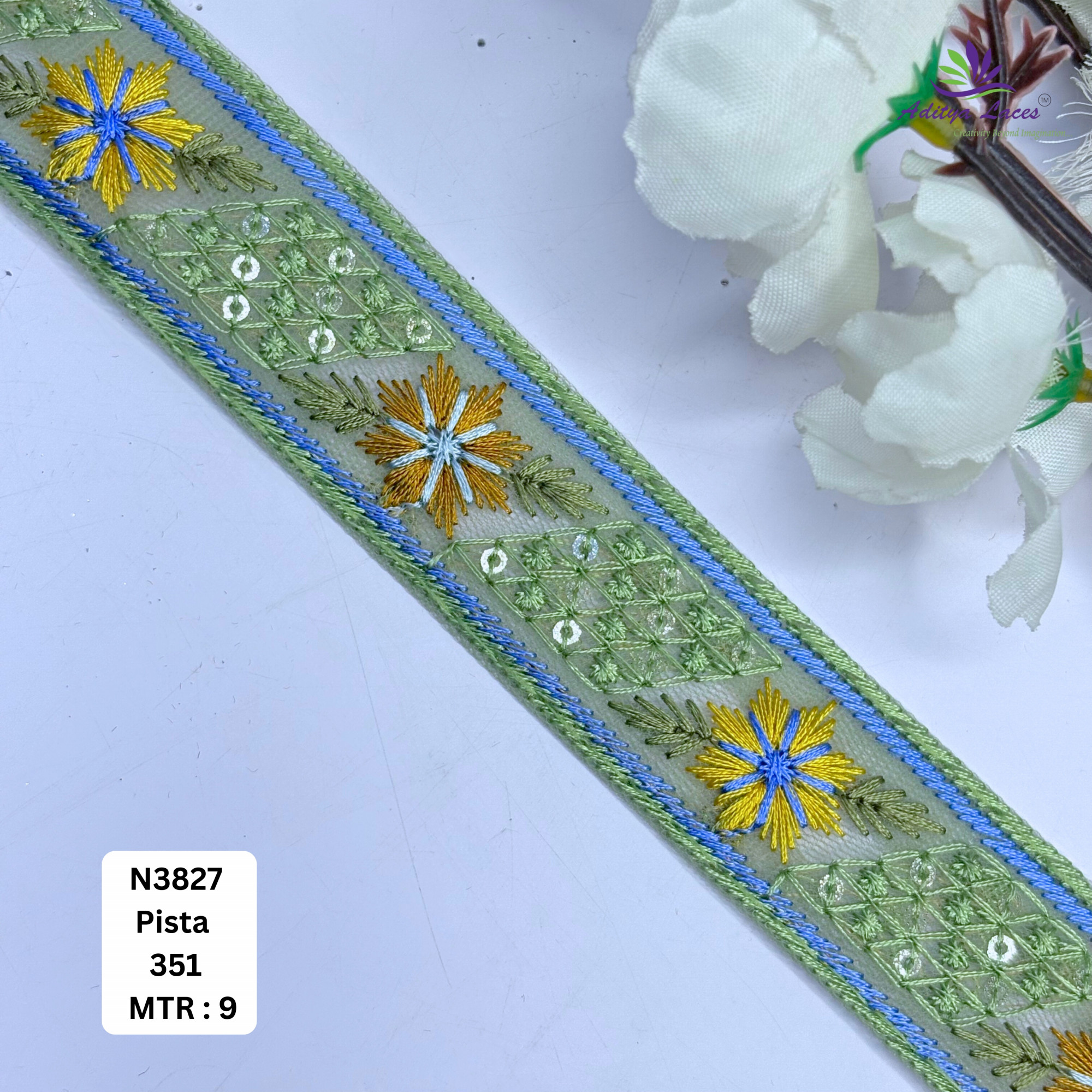Decorative Embroidered Net Lace Border for Saree Bridal Wear