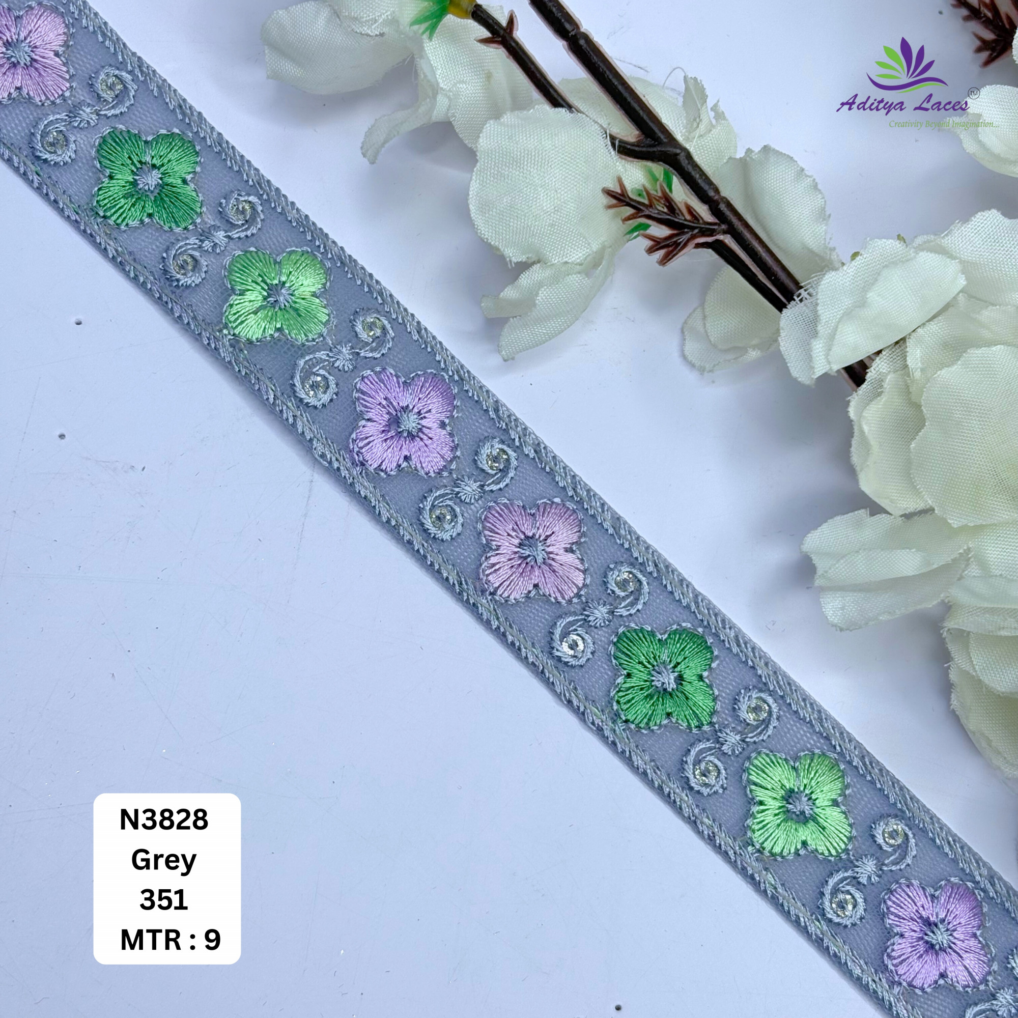 Traditional Embroidered Net Lace Border for Saree Bridal Wear