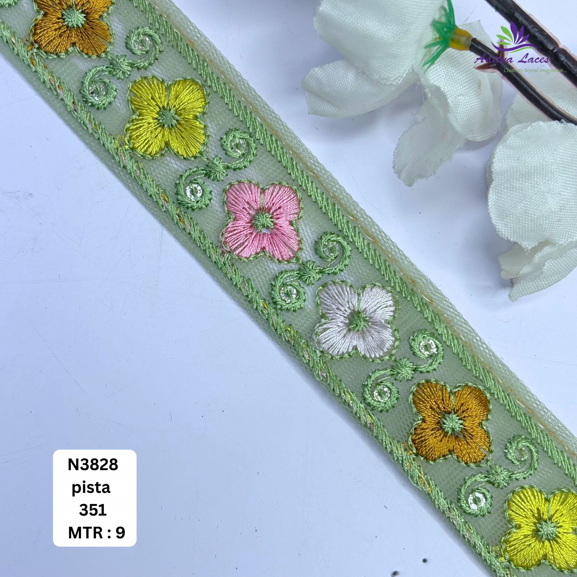 Traditional Embroidered Net Lace Border for Saree Bridal Wear