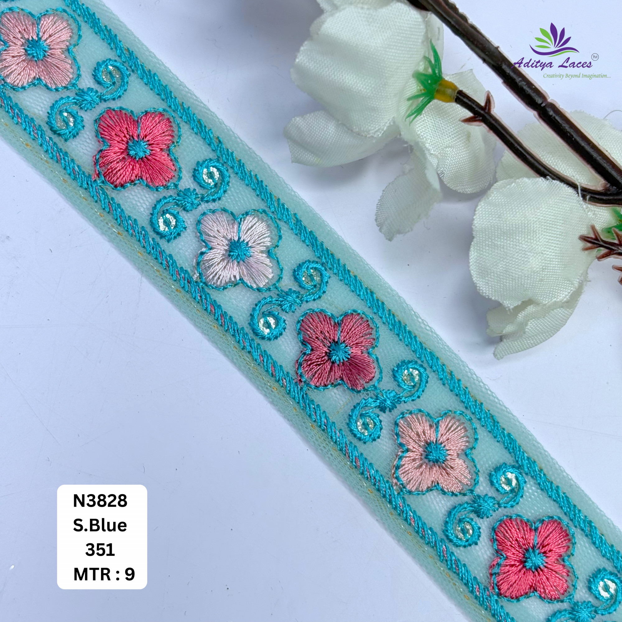 Traditional Embroidered Net Lace Border for Saree Bridal Wear