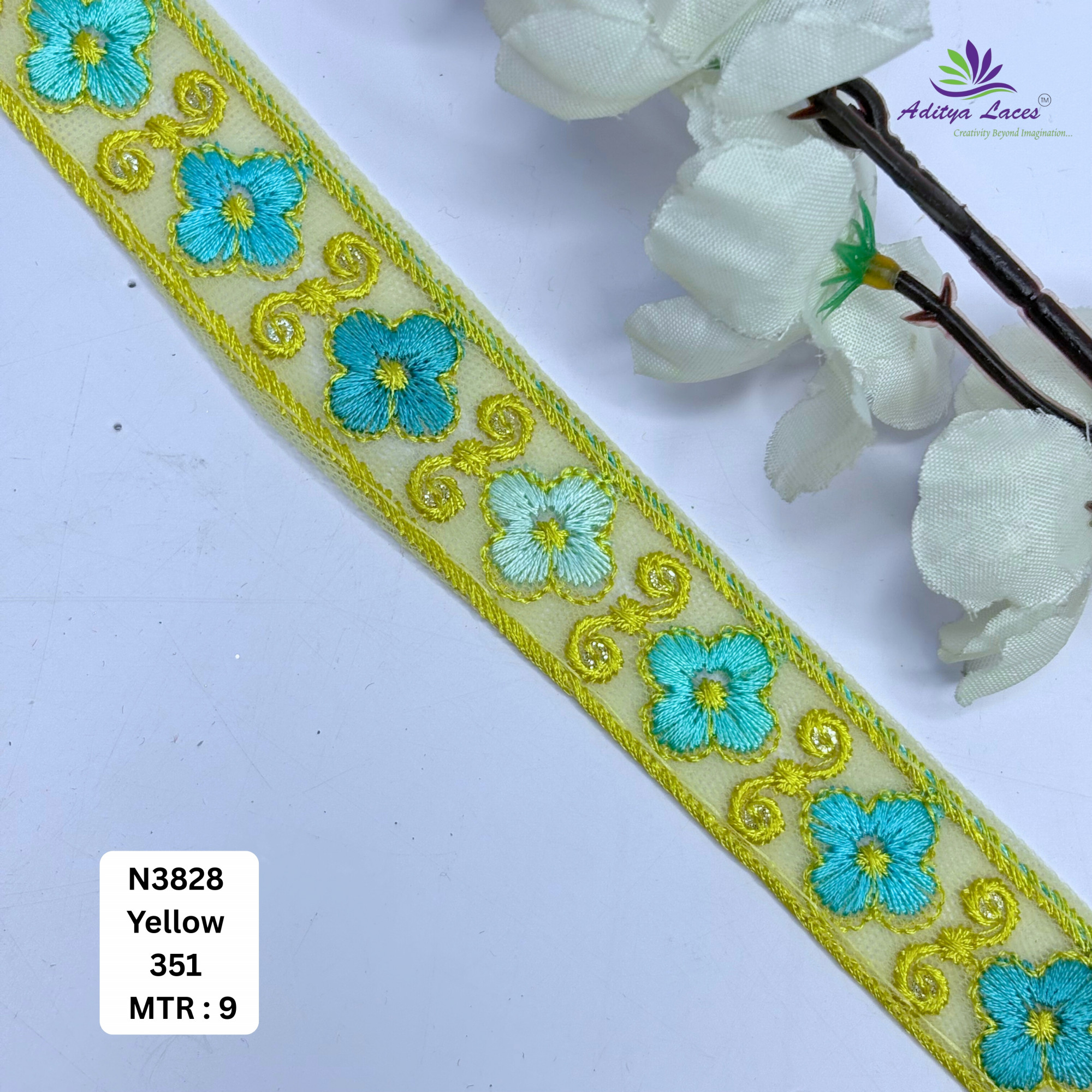 Traditional Embroidered Net Lace Border for Saree Bridal Wear