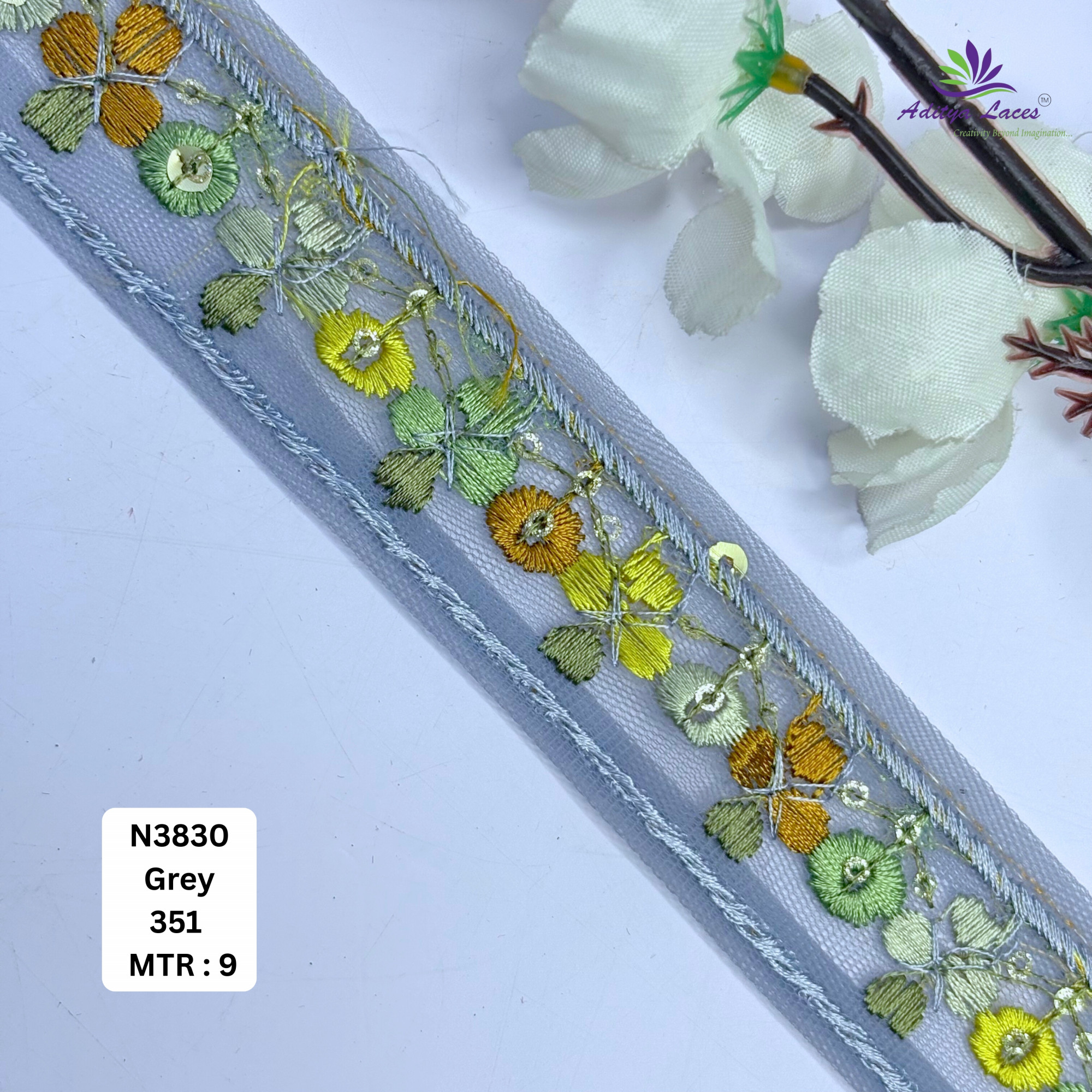Designer Embroidered Net Lace Border for Saree Bridal Wear