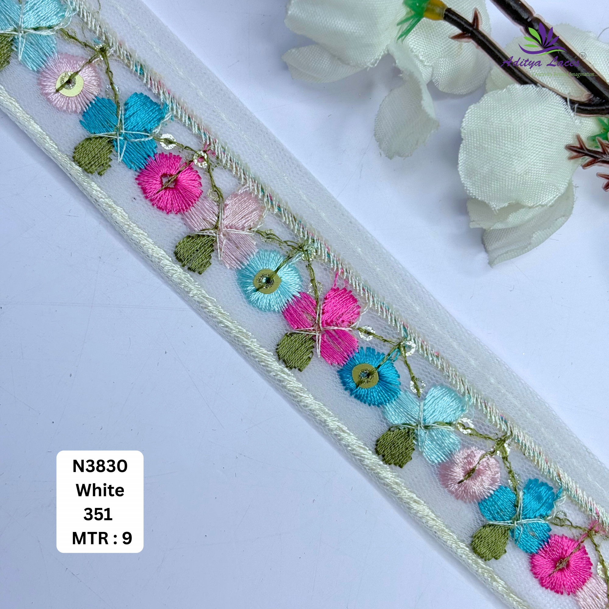 Designer Embroidered Net Lace Border for Saree Bridal Wear