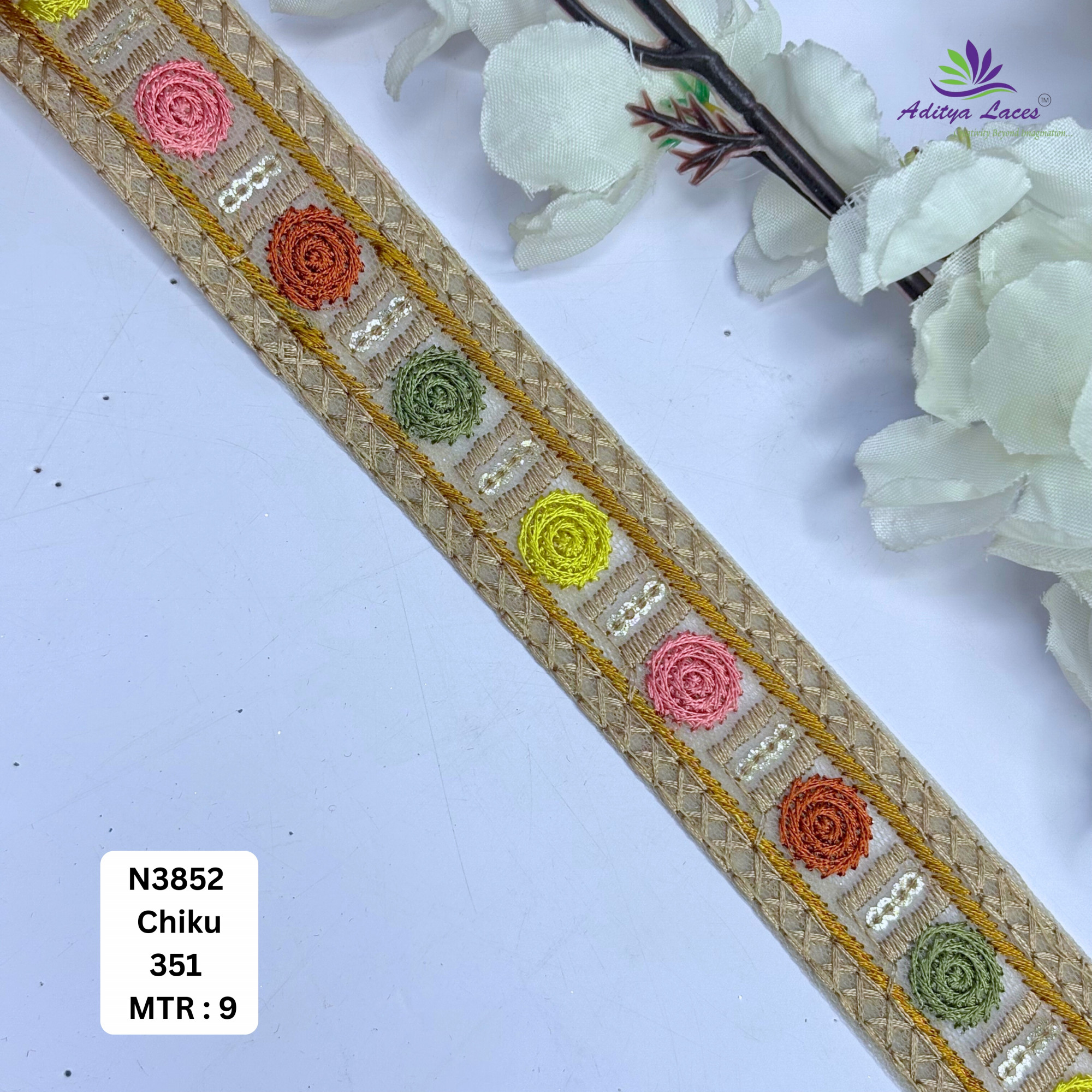 Decorative Embroidered Net Lace Border for Saree Bridal Wear