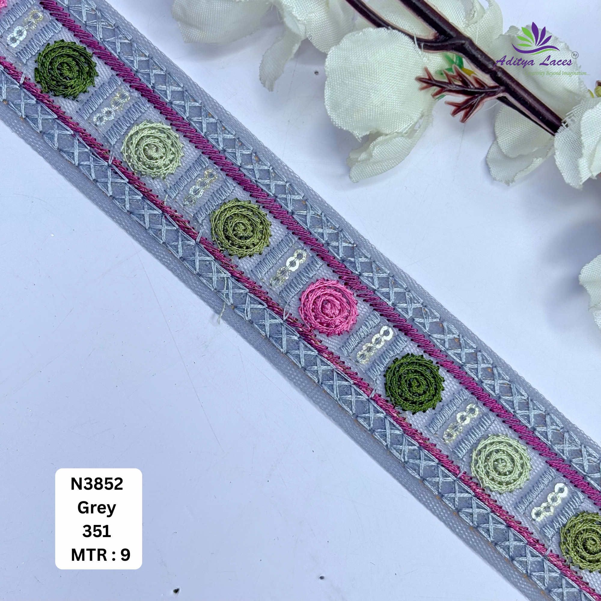 Decorative Embroidered Net Lace Border for Saree Bridal Wear