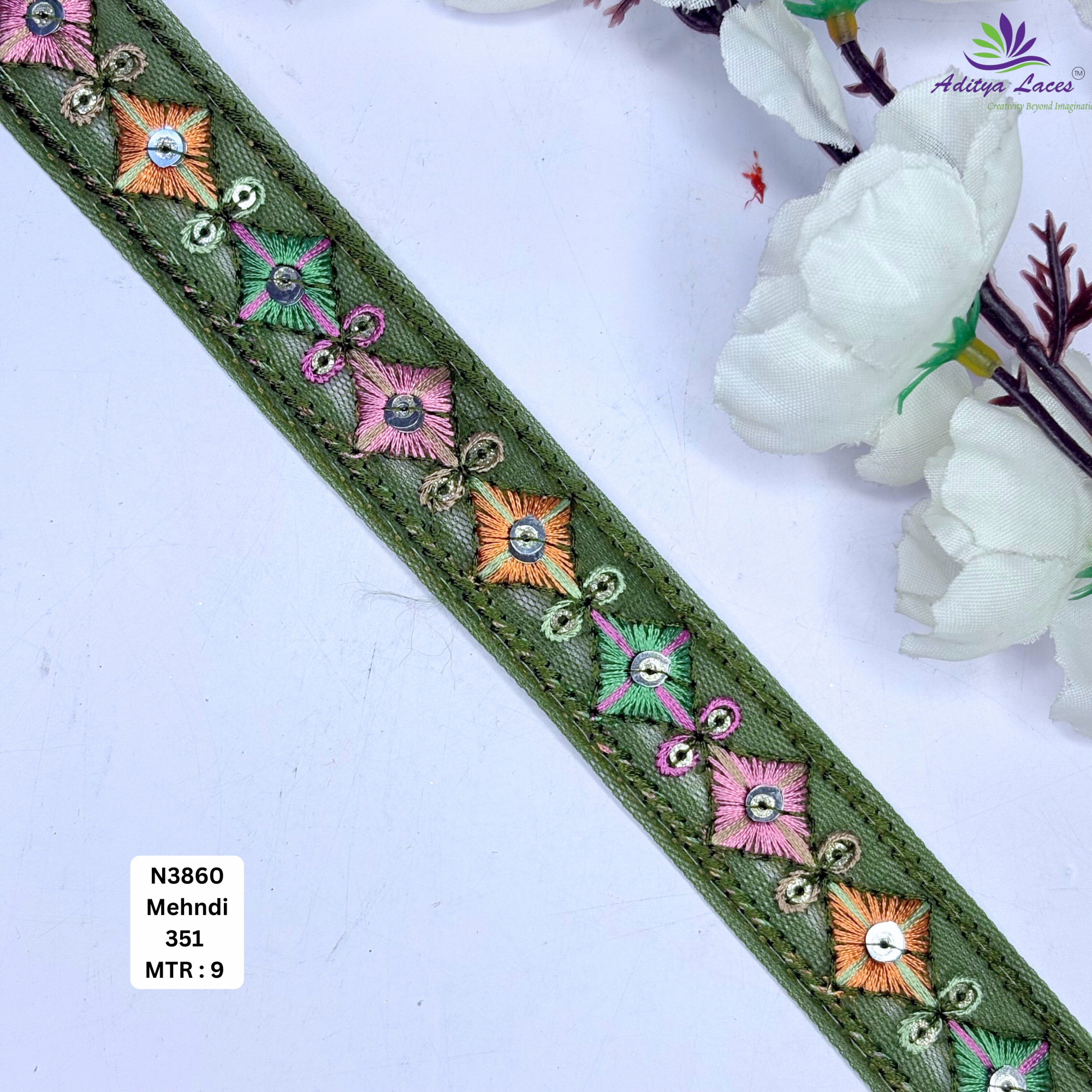 Multicolor Floral Net Embroidery Lace Trim Designer Saree Border Bridal Decorative Lace for Ethnic Fashion Wholesale Supplier