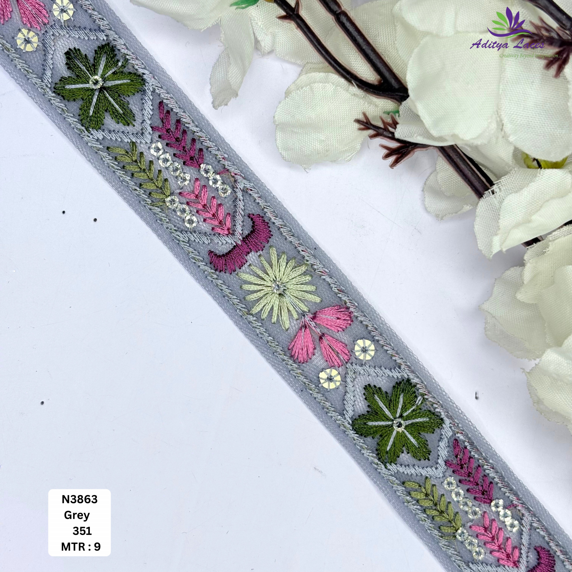 Floral Net Embroidery Lace Trim Designer Saree Borders Bridal Fabric Embellishments