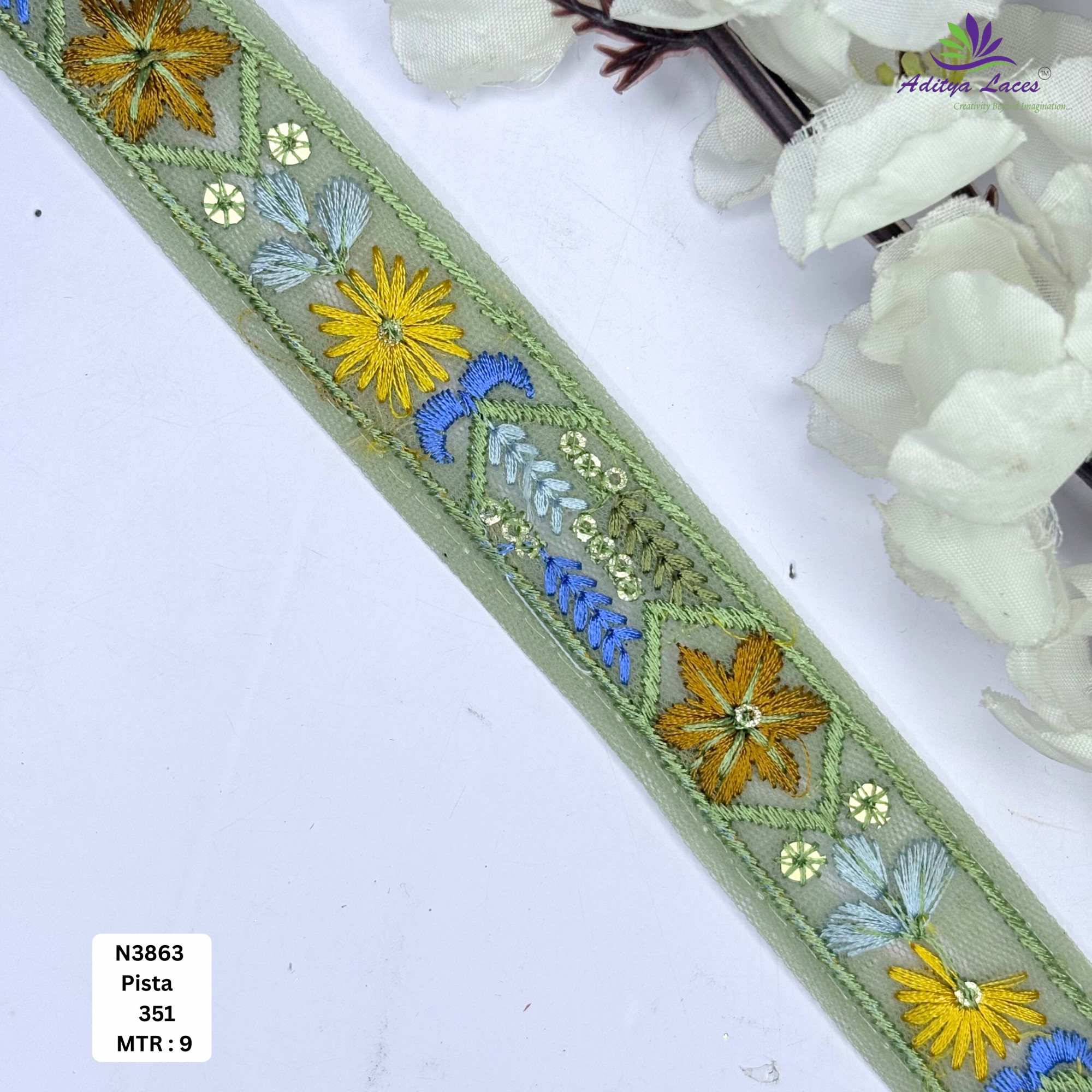 Floral Net Embroidery Lace Trim Designer Saree Borders Bridal Fabric Embellishments