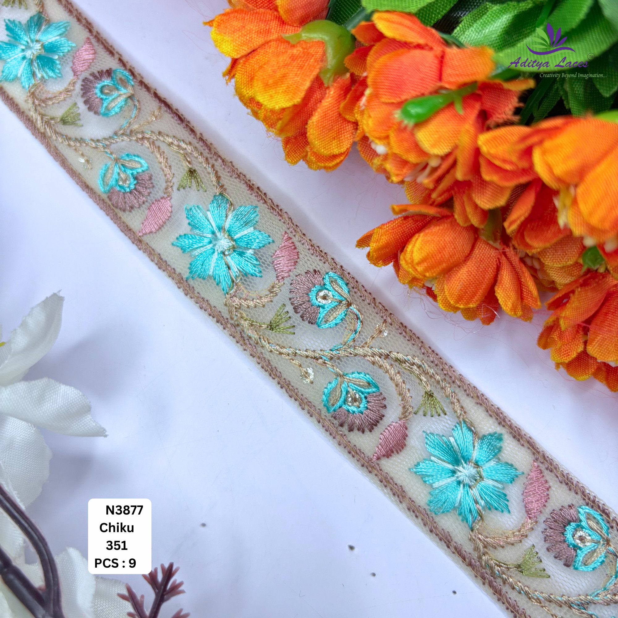 Decorative Embroidered Net Lace Border for Saree Bridal Wear
