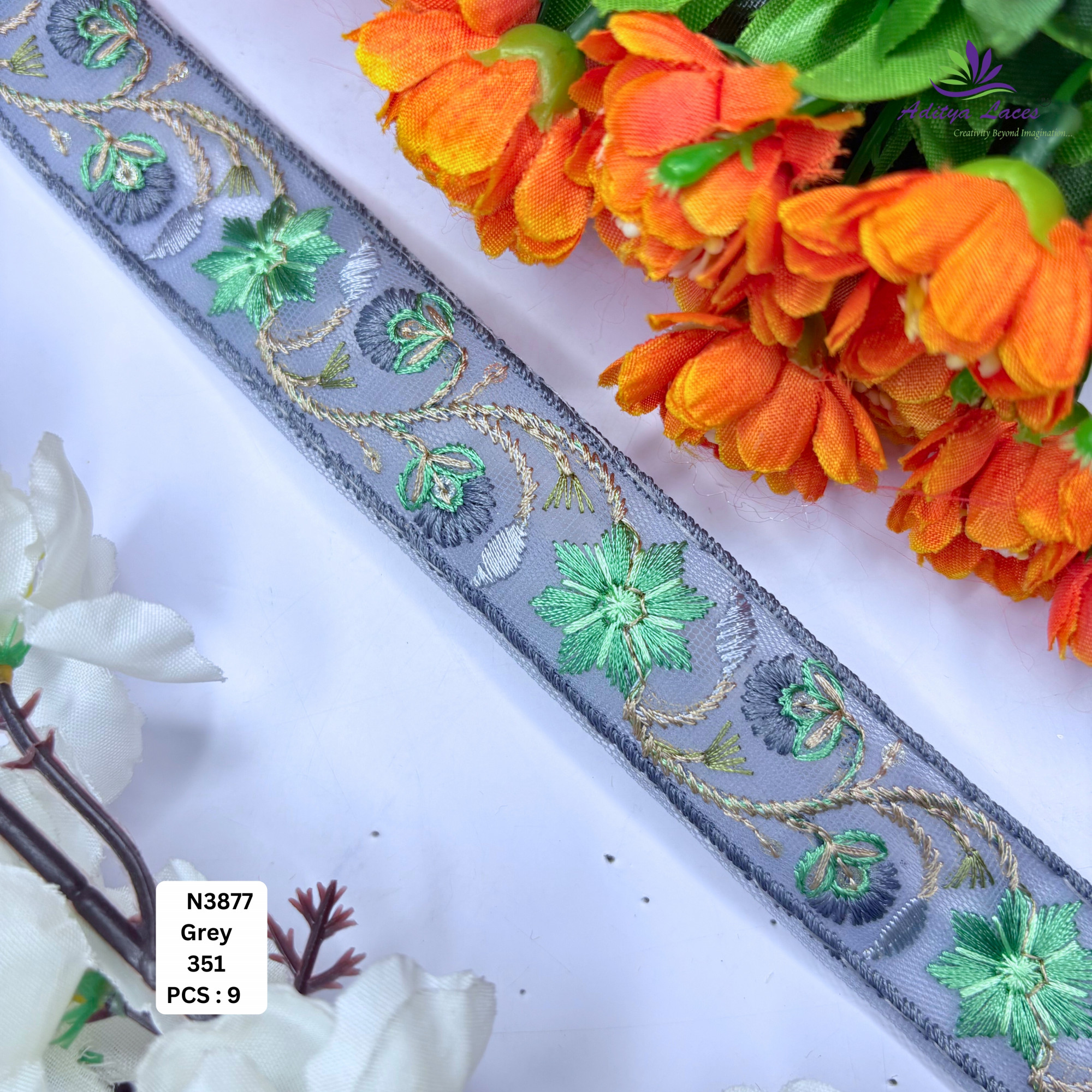 Decorative Embroidered Net Lace Border for Saree Bridal Wear