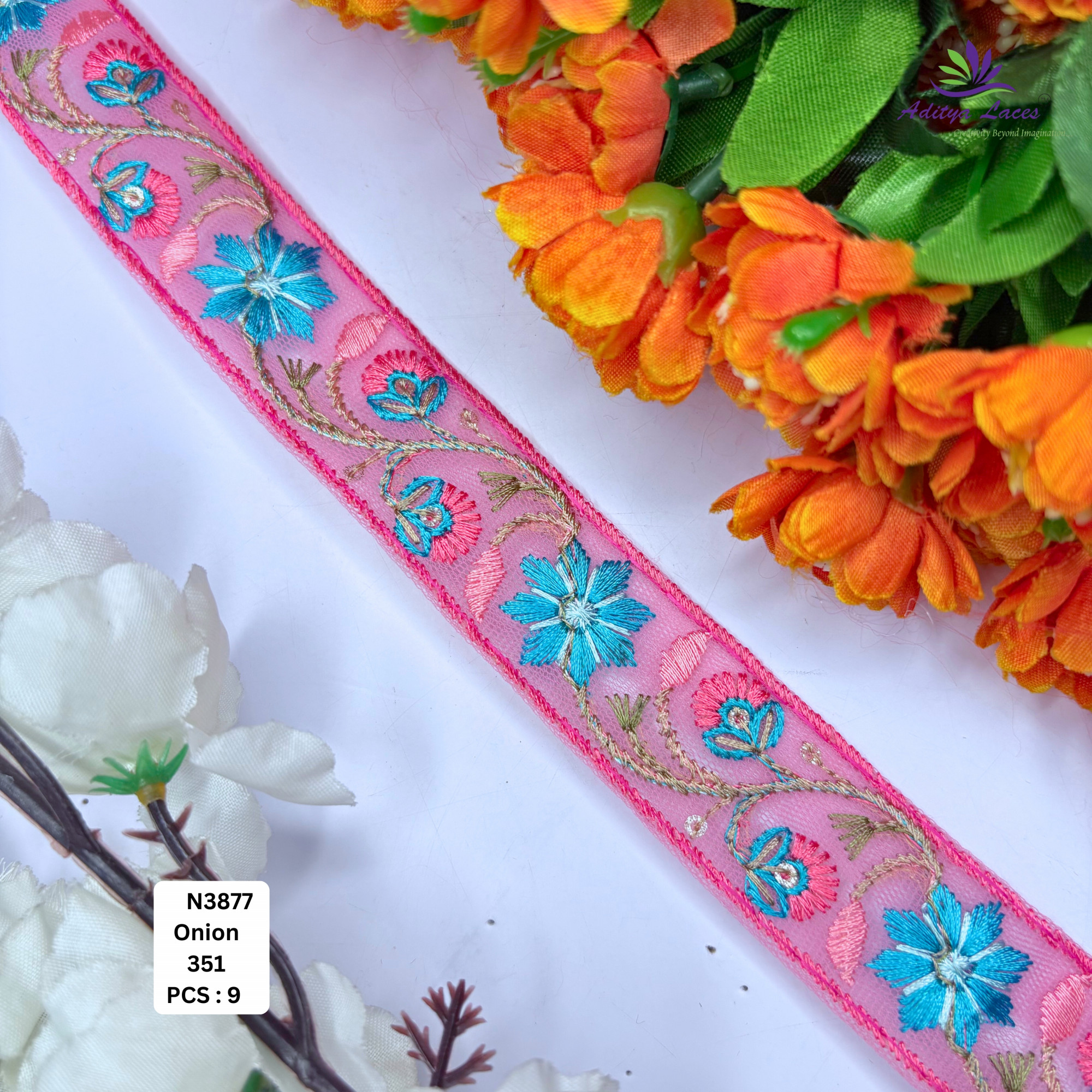 Decorative Embroidered Net Lace Border for Saree Bridal Wear