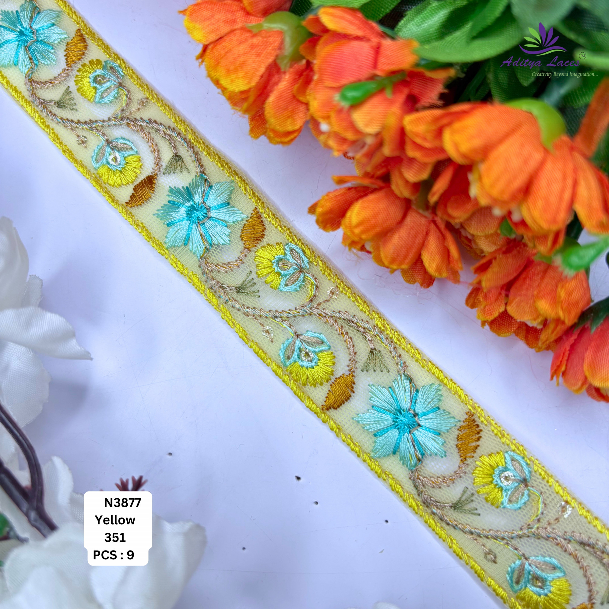 Decorative Embroidered Net Lace Border for Saree Bridal Wear