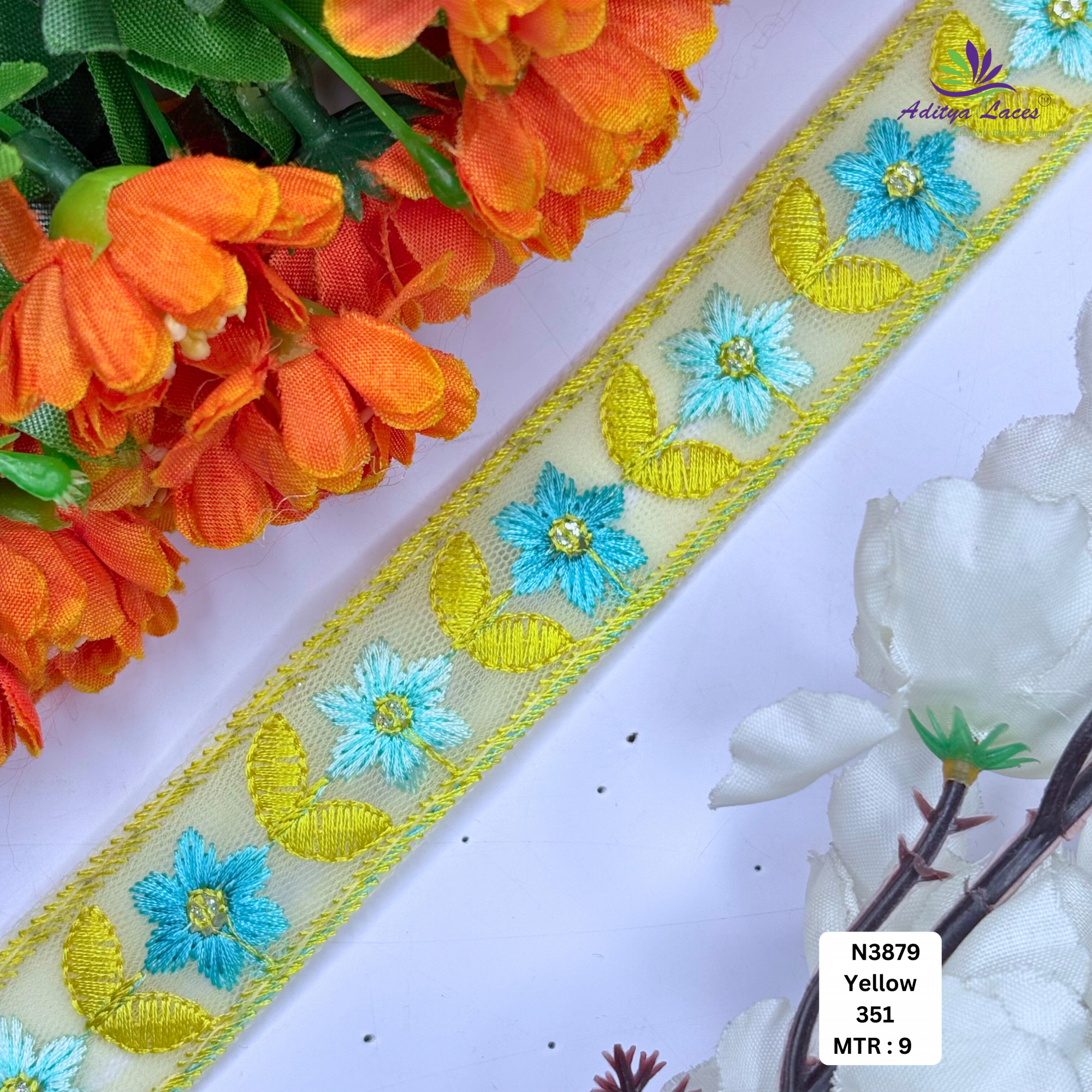 Stylish Embroidered Net Lace Border for Saree Bridal Wear