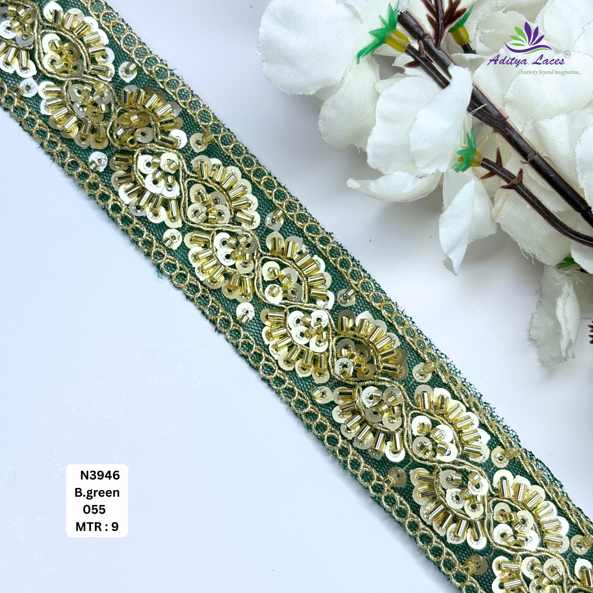 Royal Fancy Beaded Saree Lace for Kurti Dupatta