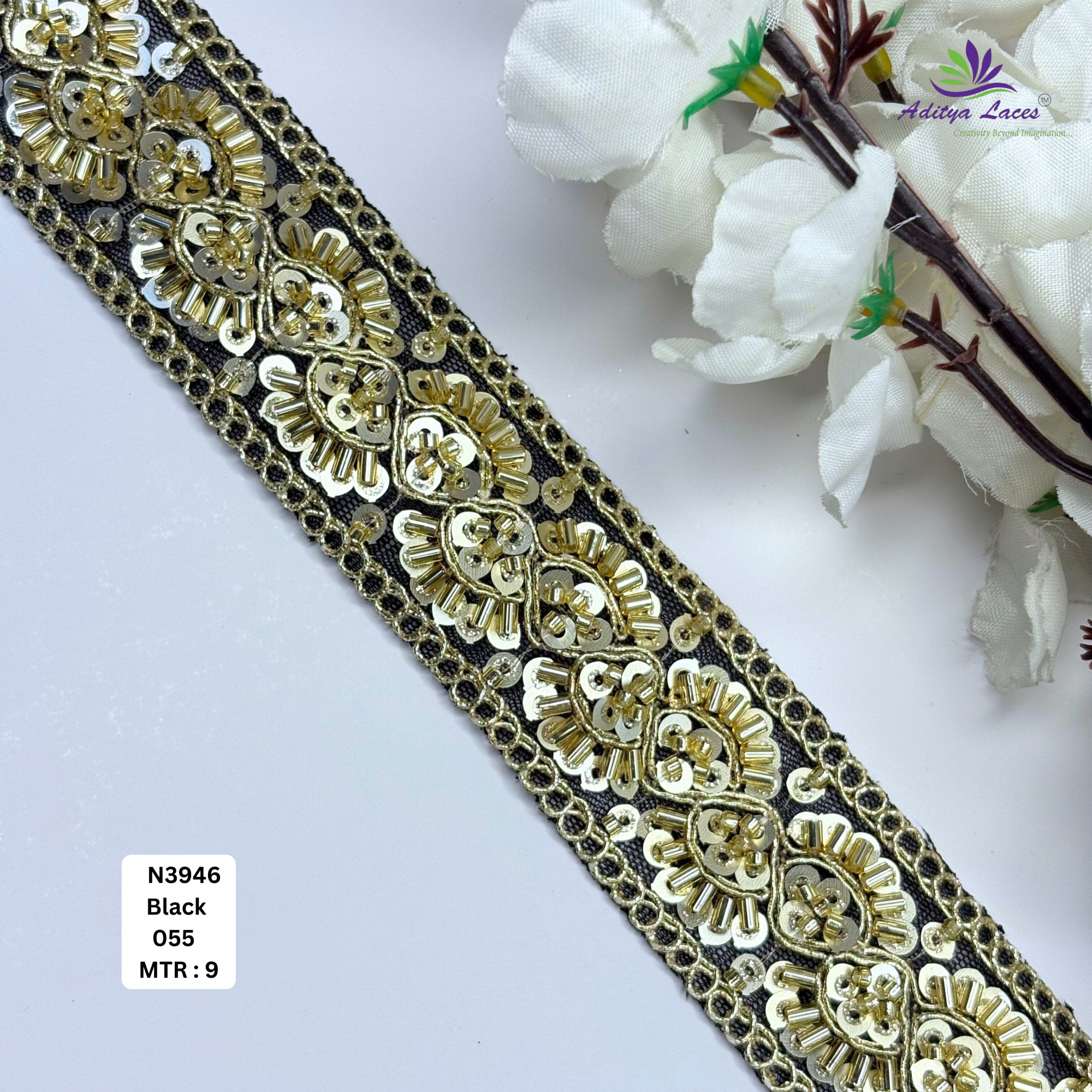 Royal Fancy Beaded Saree Lace for Kurti Dupatta