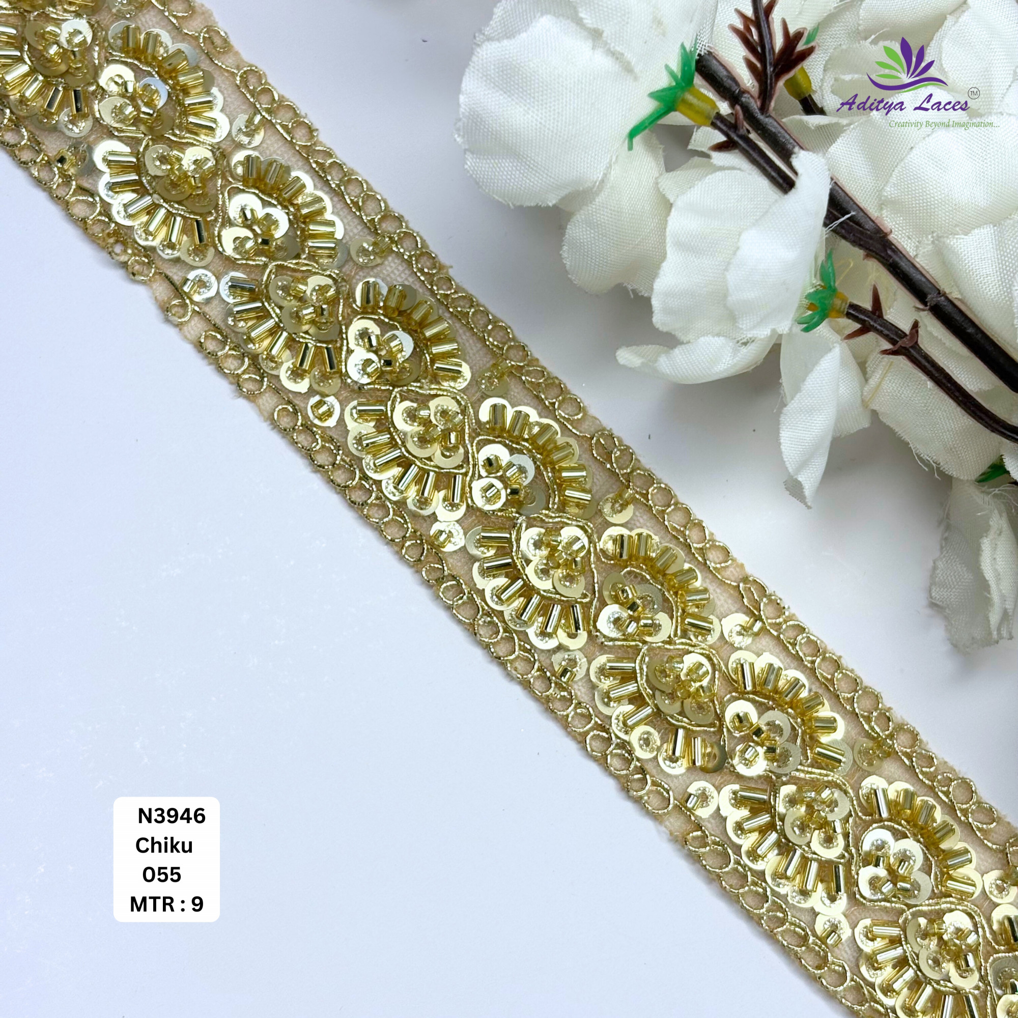 Royal Fancy Beaded Saree Lace for Kurti Dupatta