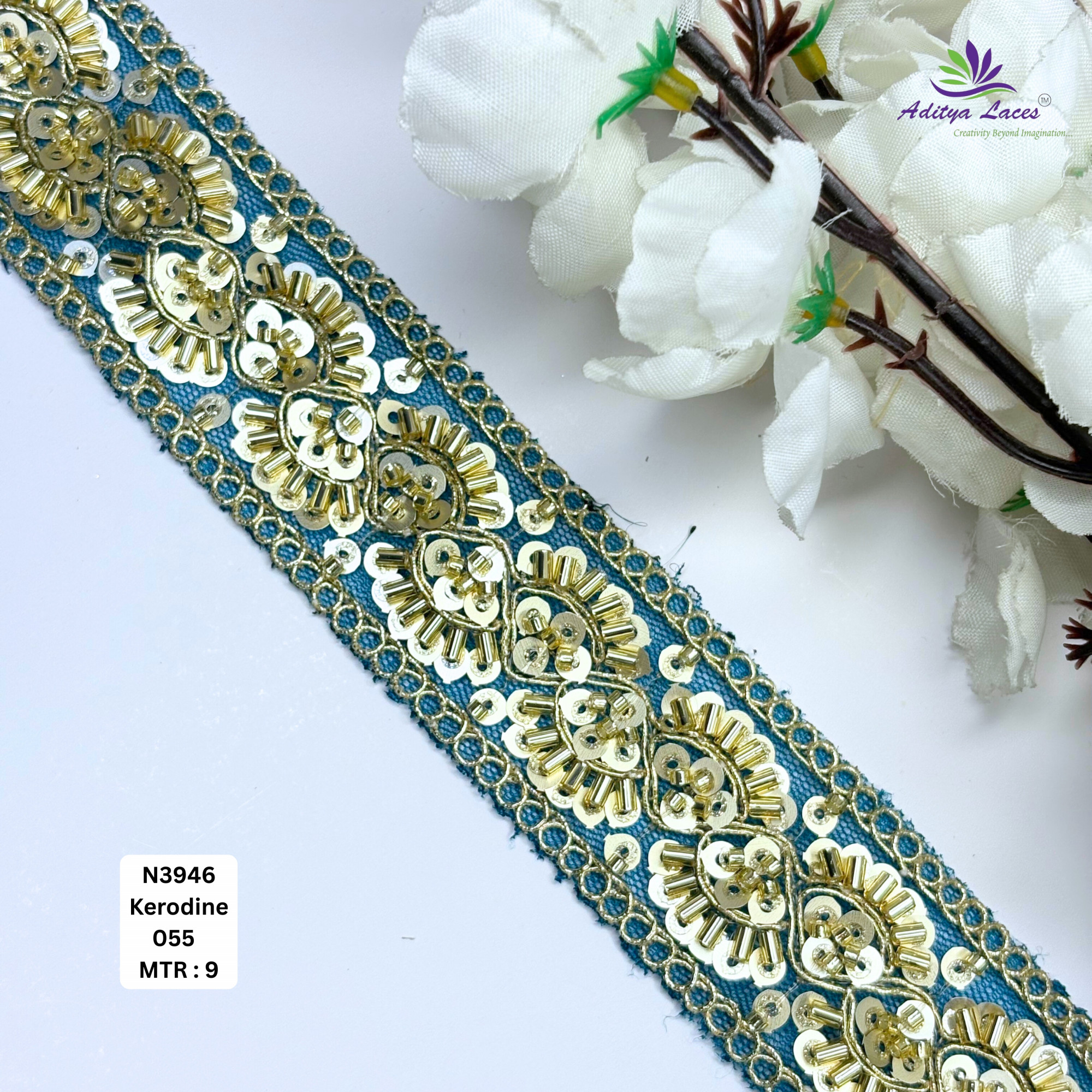 Royal Fancy Beaded Saree Lace for Kurti Dupatta