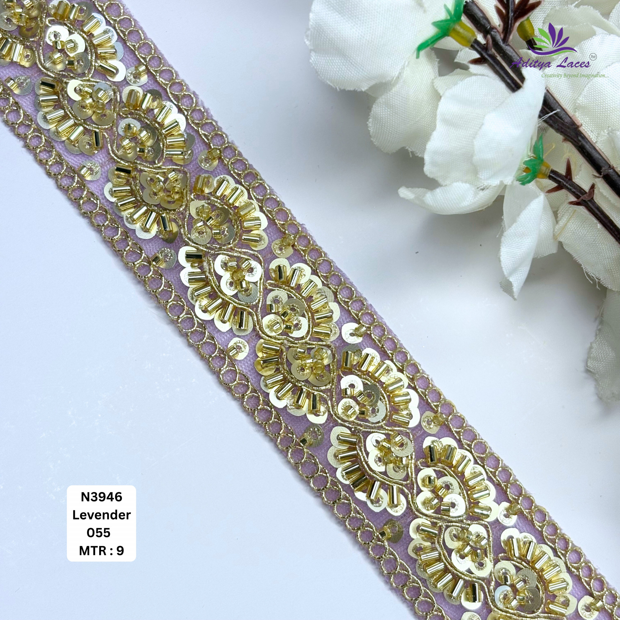 Royal Fancy Beaded Saree Lace for Kurti Dupatta