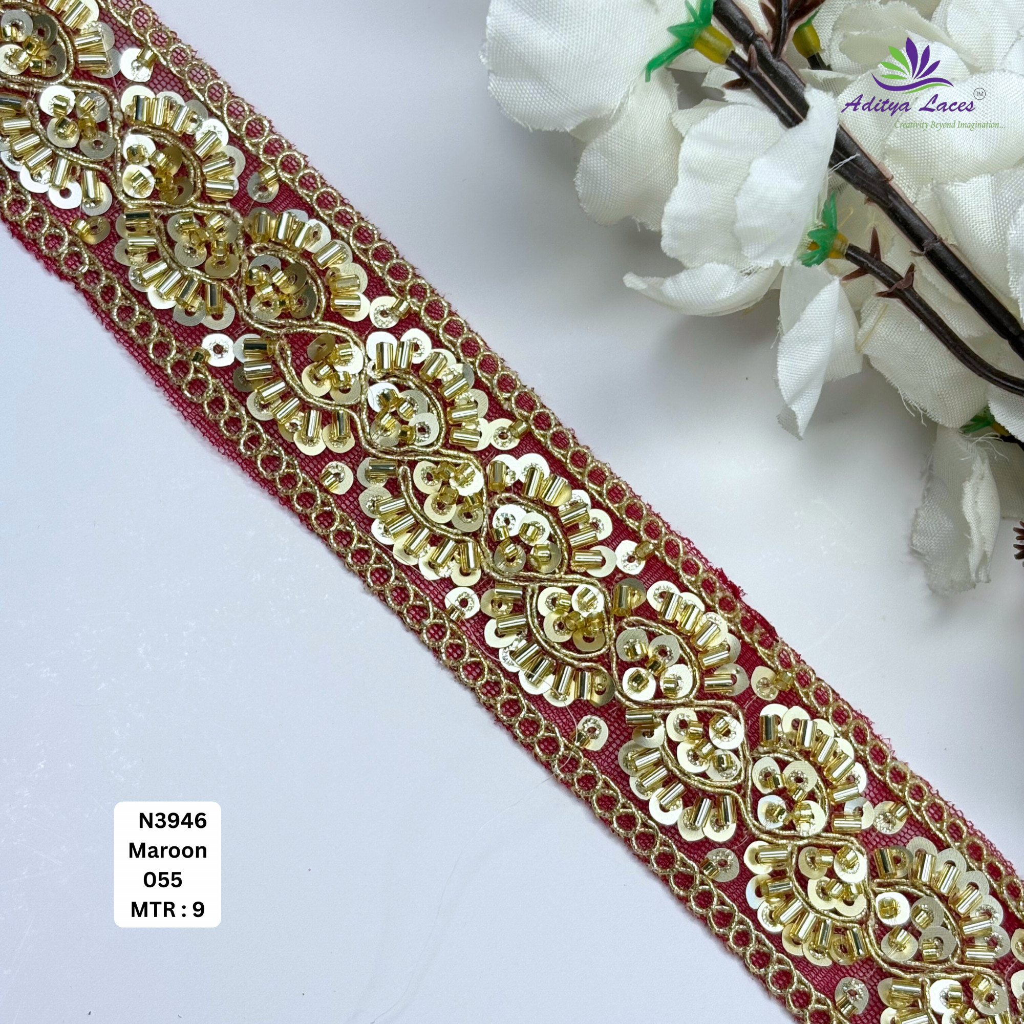 Royal Fancy Beaded Saree Lace for Kurti Dupatta