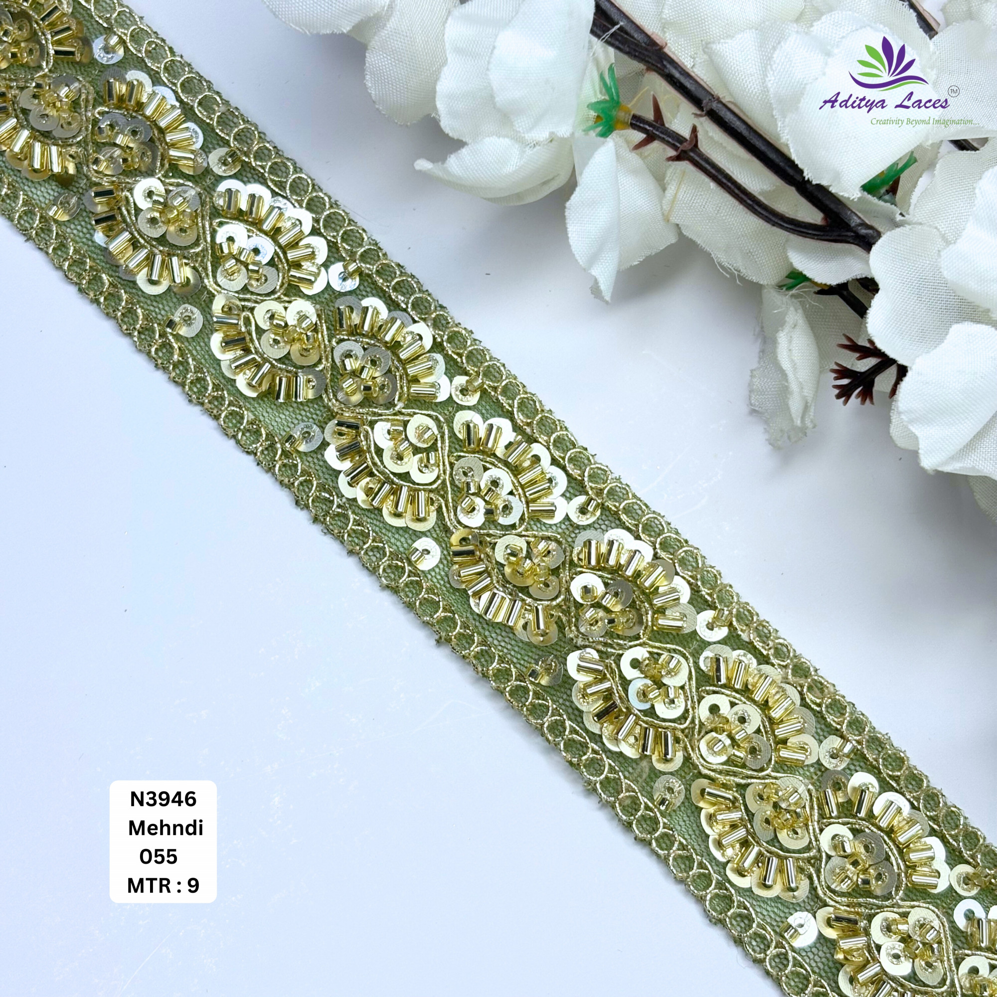 Royal Fancy Beaded Saree Lace for Kurti Dupatta