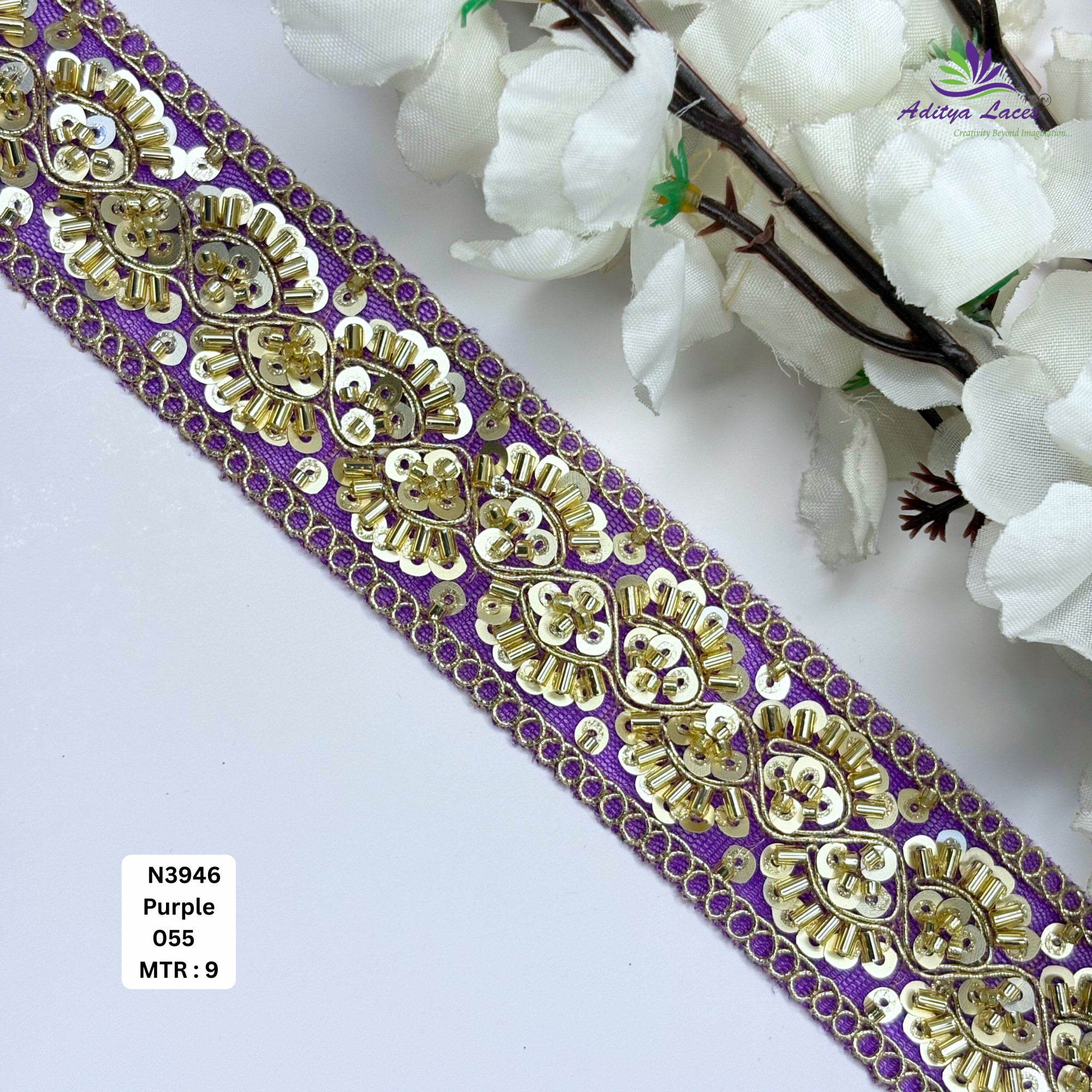 Royal Fancy Beaded Saree Lace for Kurti Dupatta