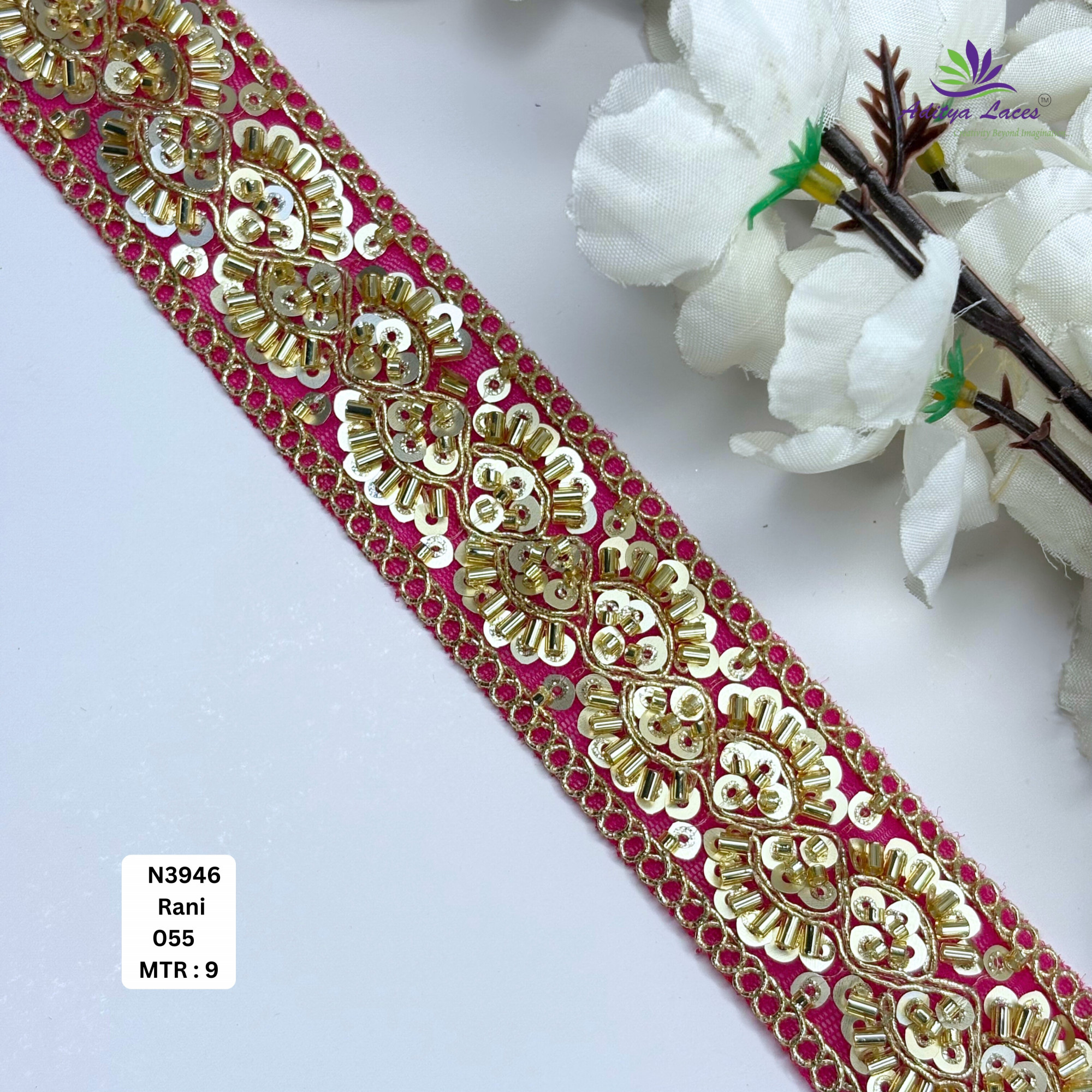 Royal Fancy Beaded Saree Lace for Kurti Dupatta