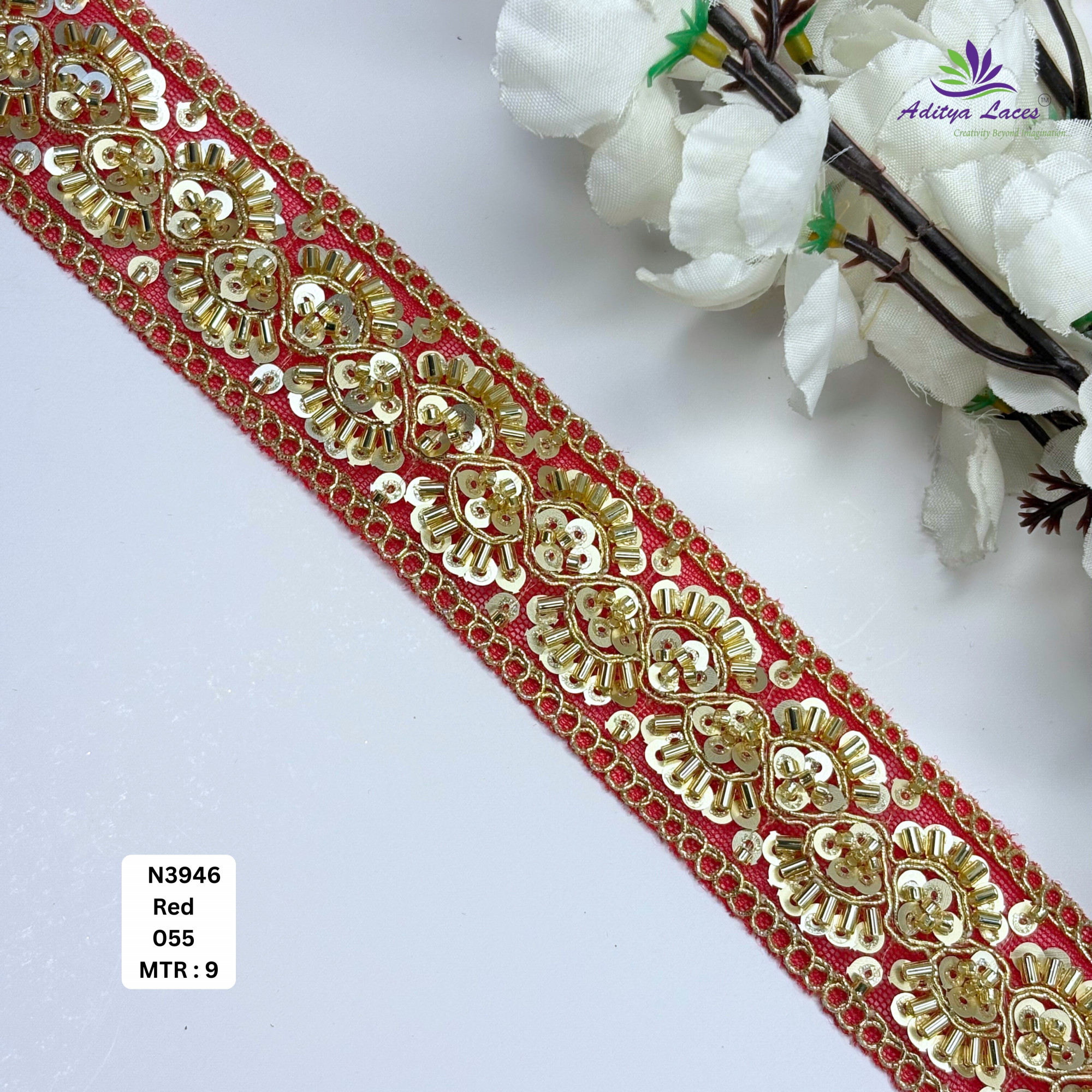Royal Fancy Beaded Saree Lace for Kurti Dupatta