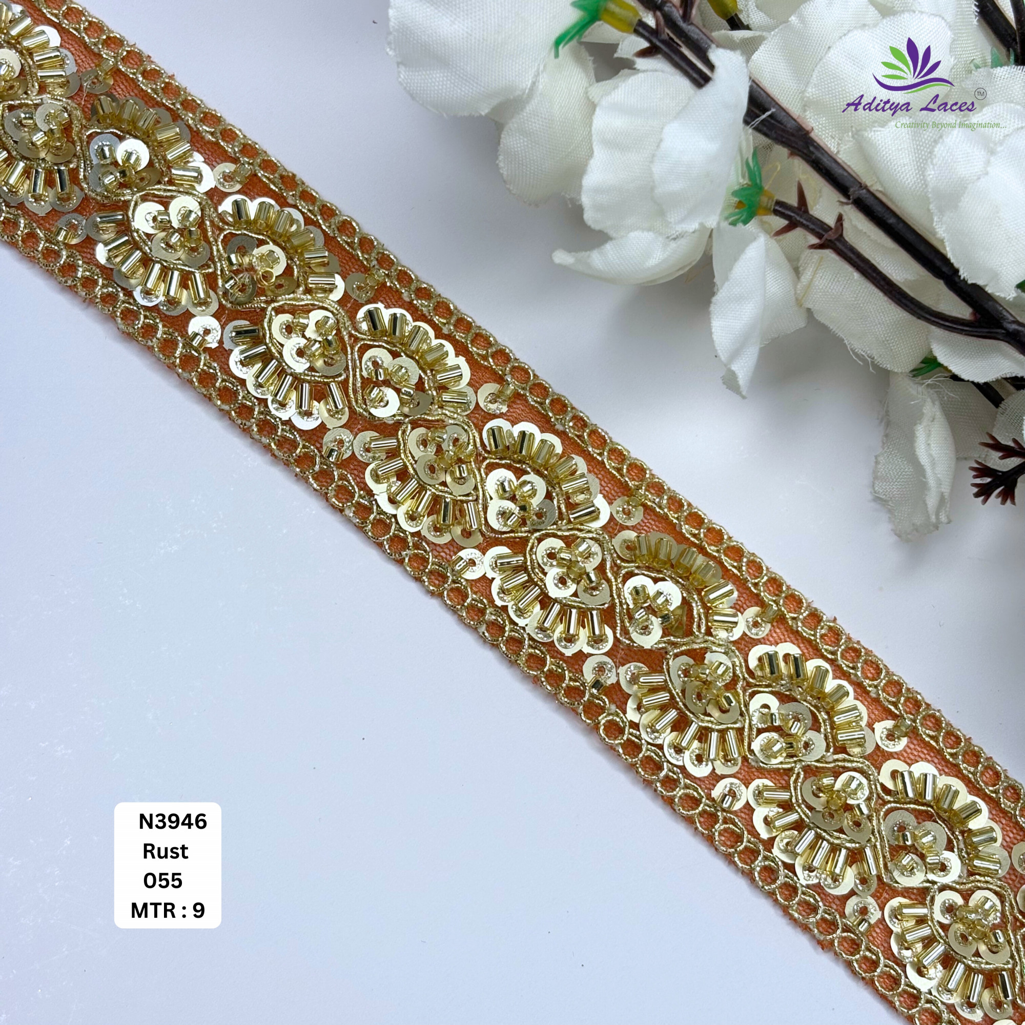 Royal Fancy Beaded Saree Lace for Kurti Dupatta