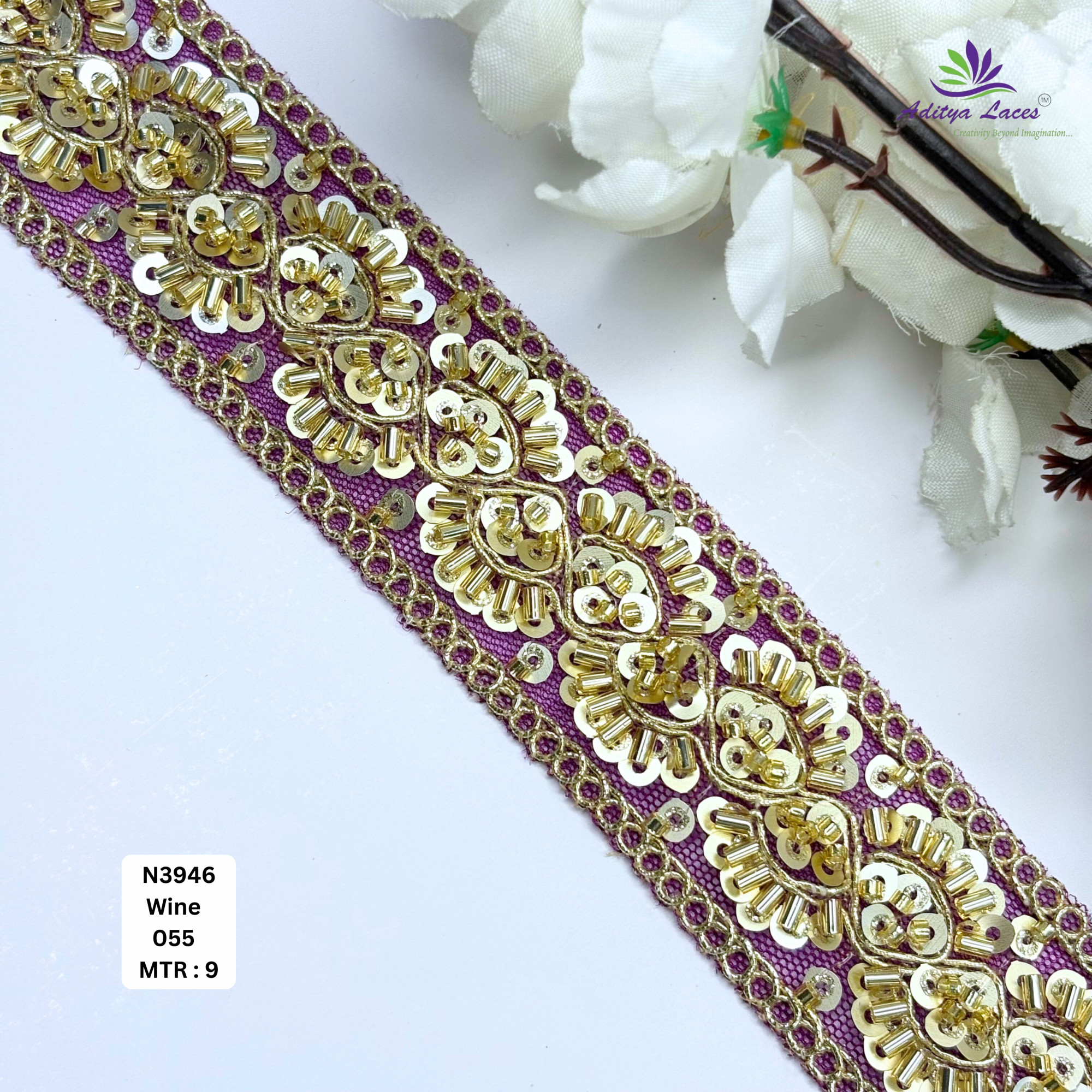 Royal Fancy Beaded Saree Lace for Kurti Dupatta