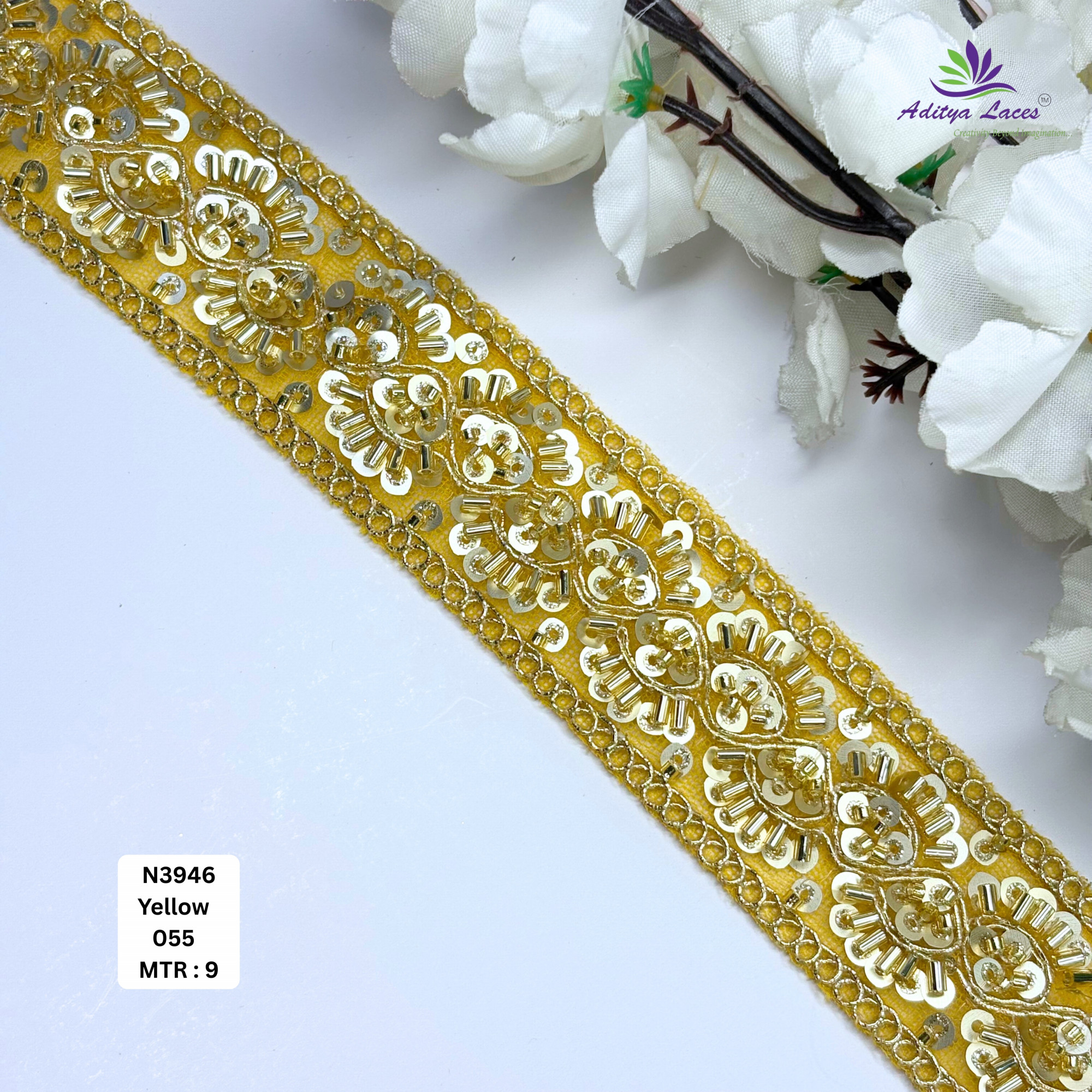 Royal Fancy Beaded Saree Lace for Kurti Dupatta