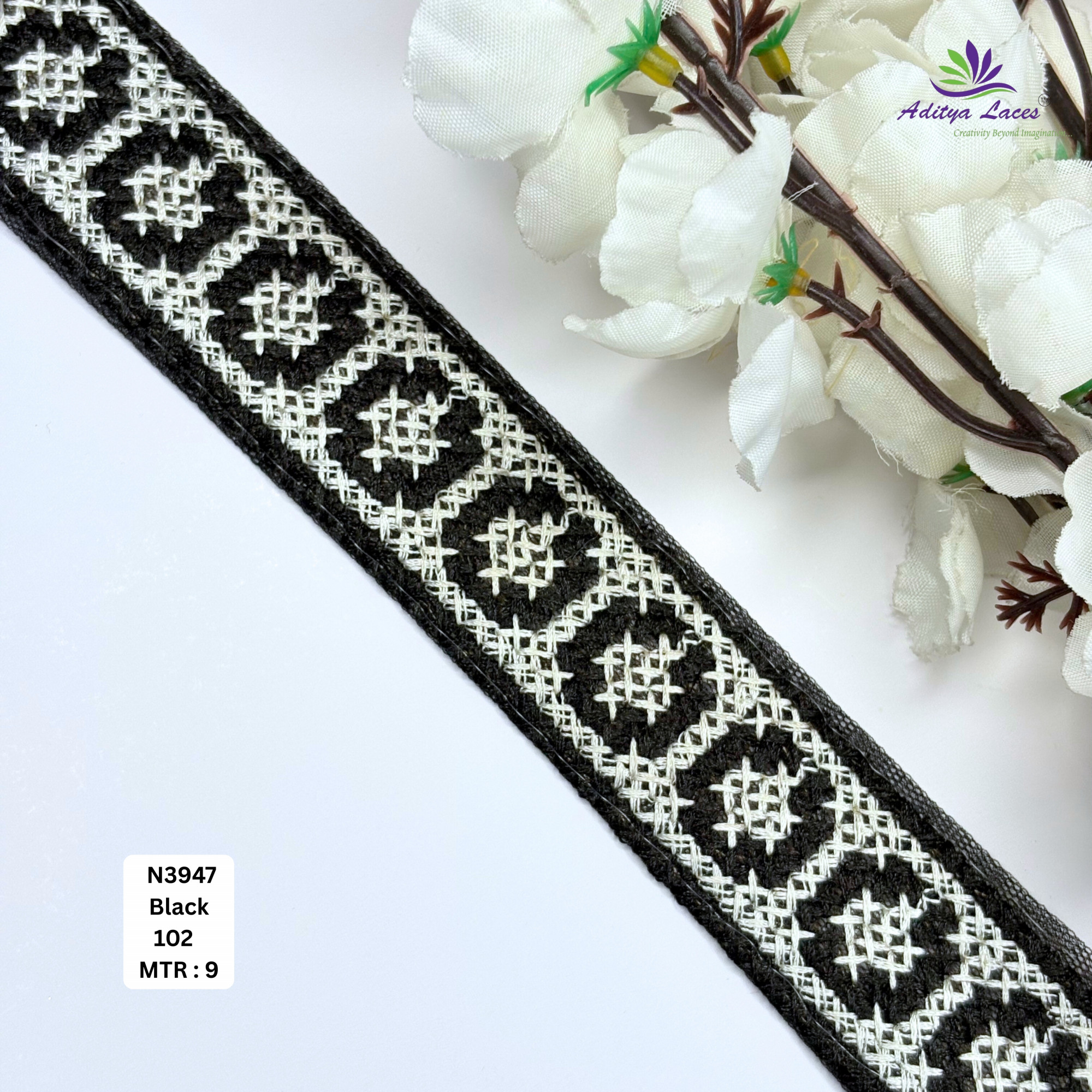 Floral Embroidered Net Lace Border for Saree Bridal Wear
