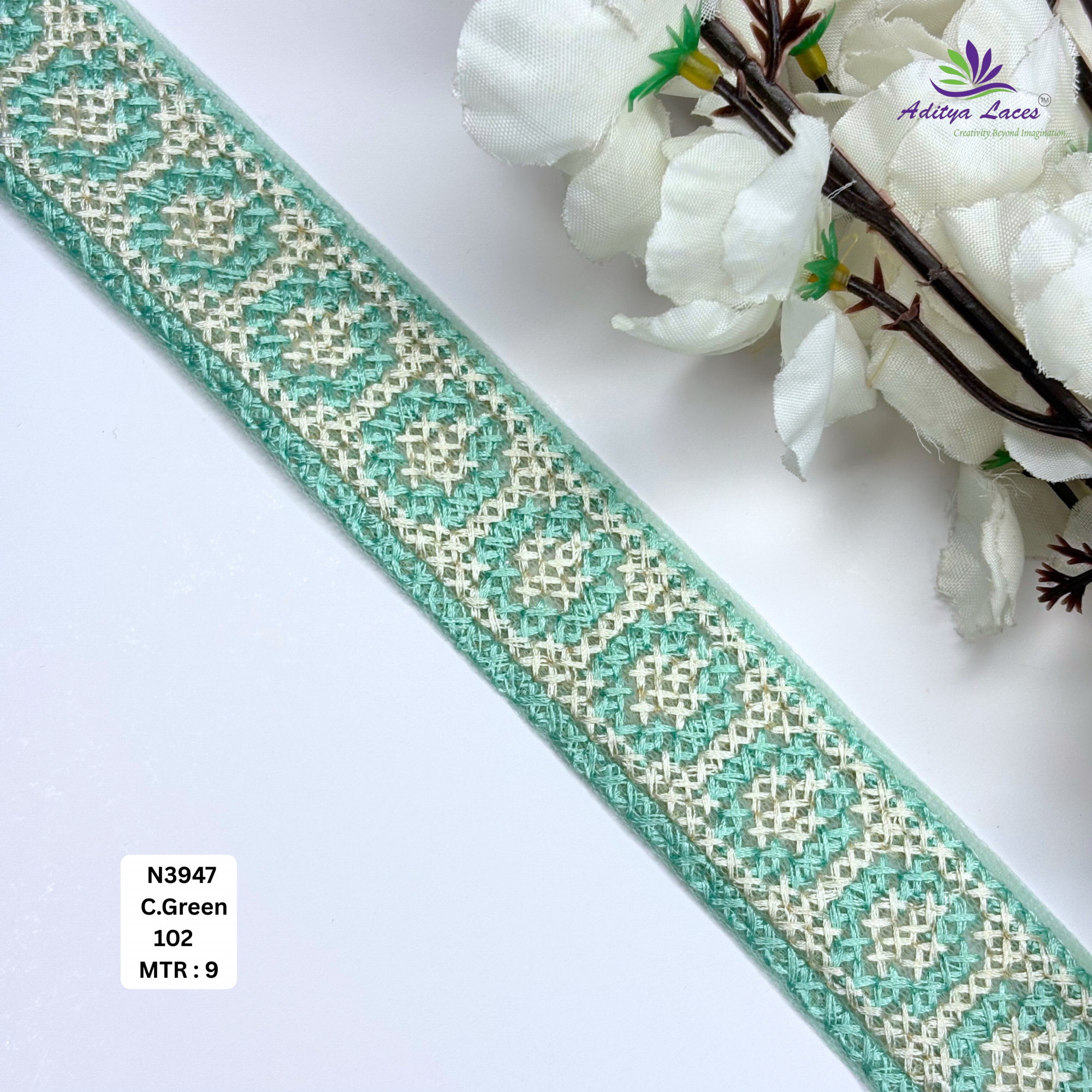 Floral Embroidered Net Lace Border for Saree Bridal Wear