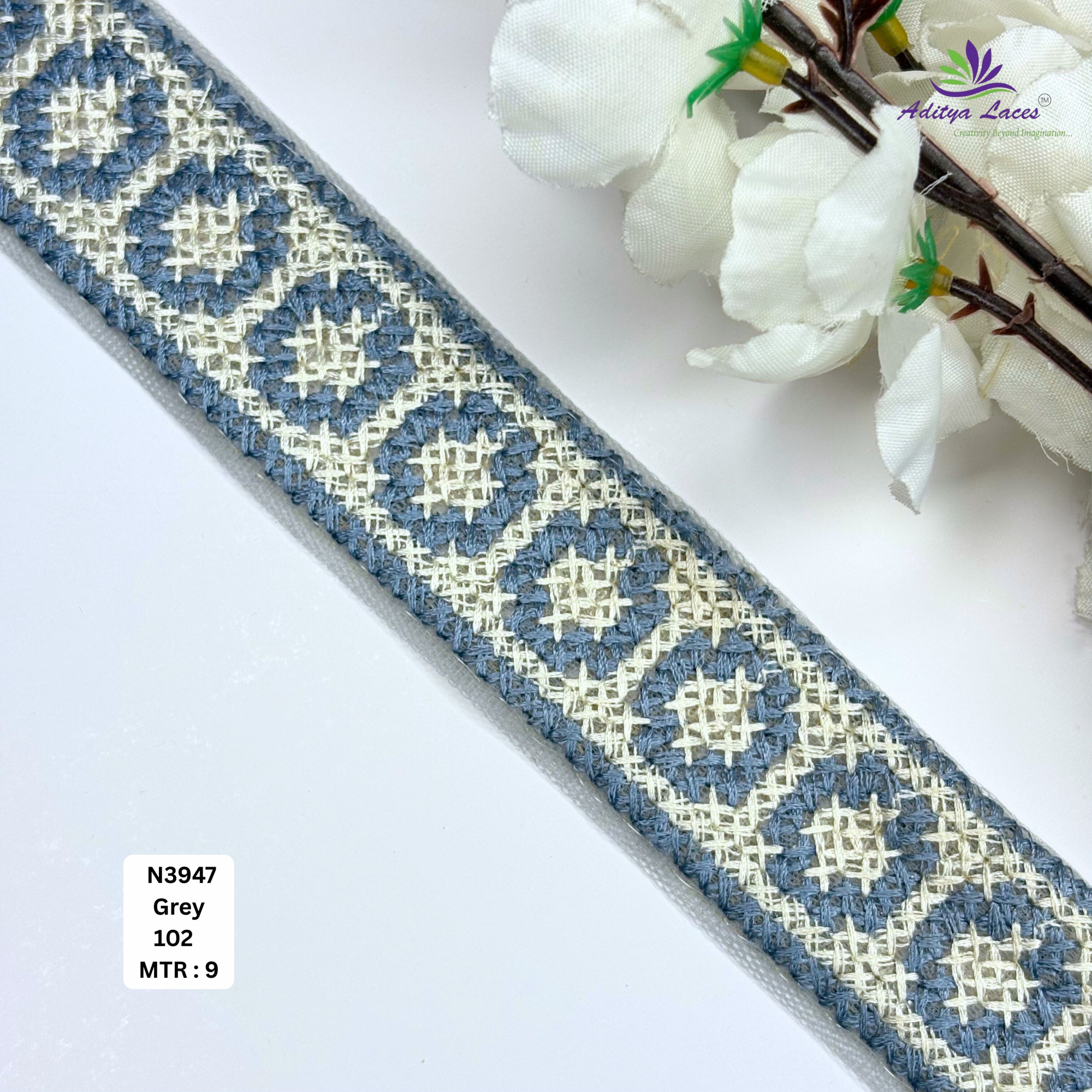 Floral Embroidered Net Lace Border for Saree Bridal Wear