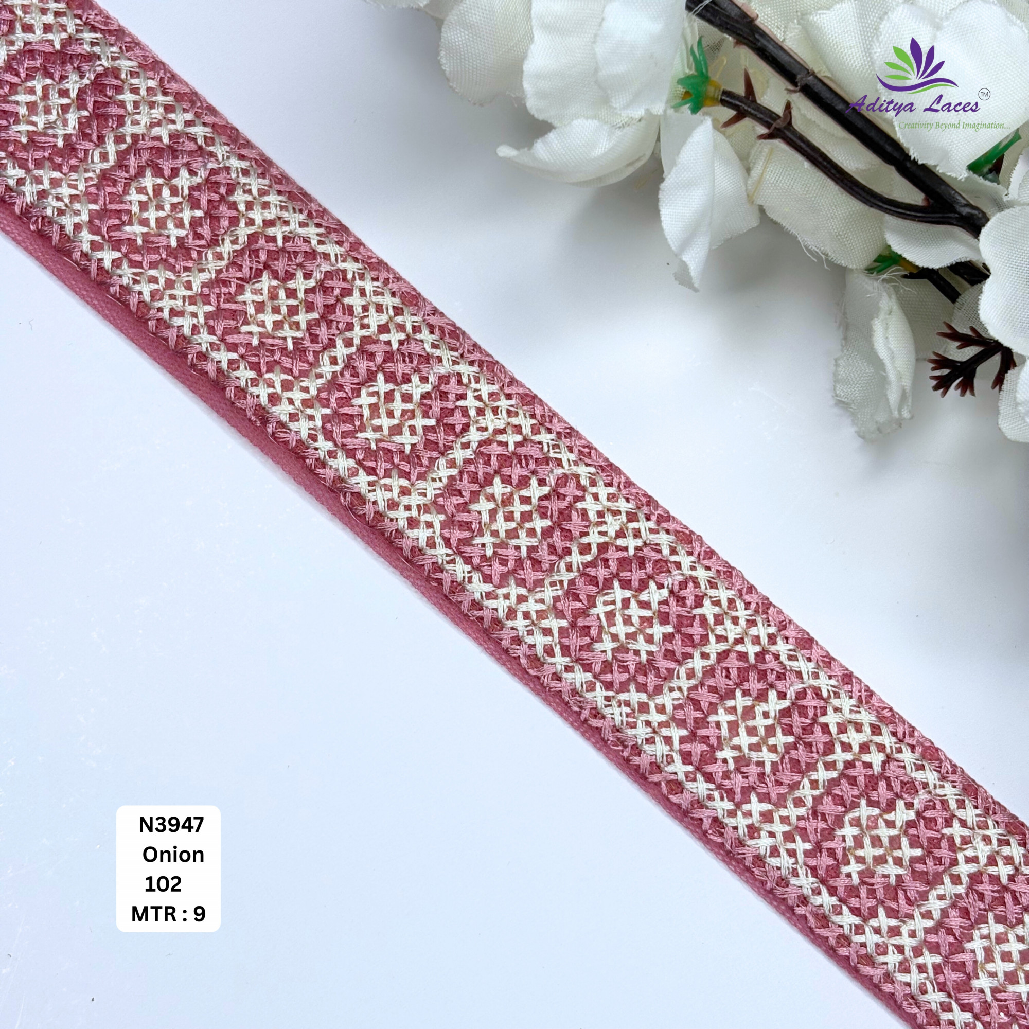 Floral Embroidered Net Lace Border for Saree Bridal Wear