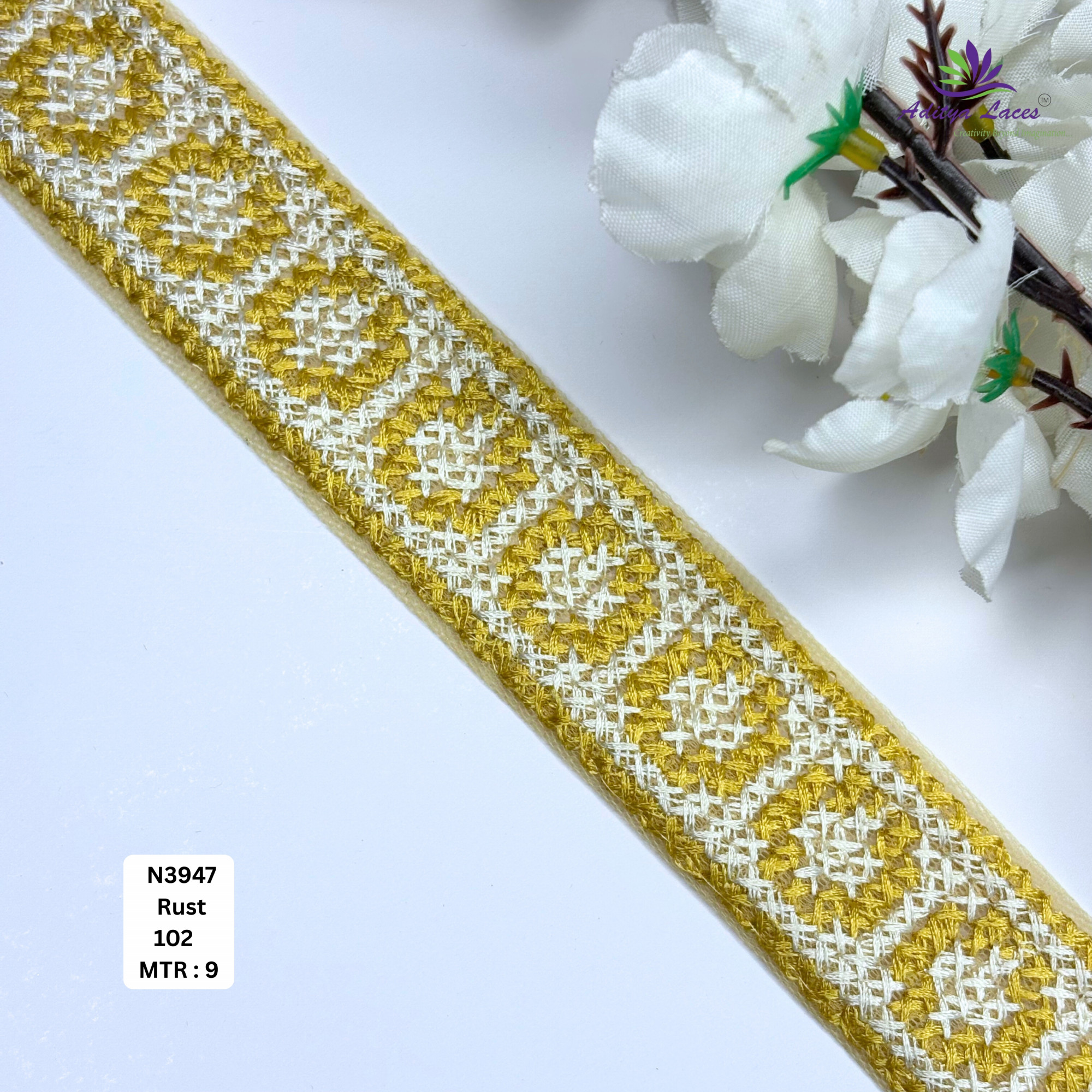 Floral Embroidered Net Lace Border for Saree Bridal Wear