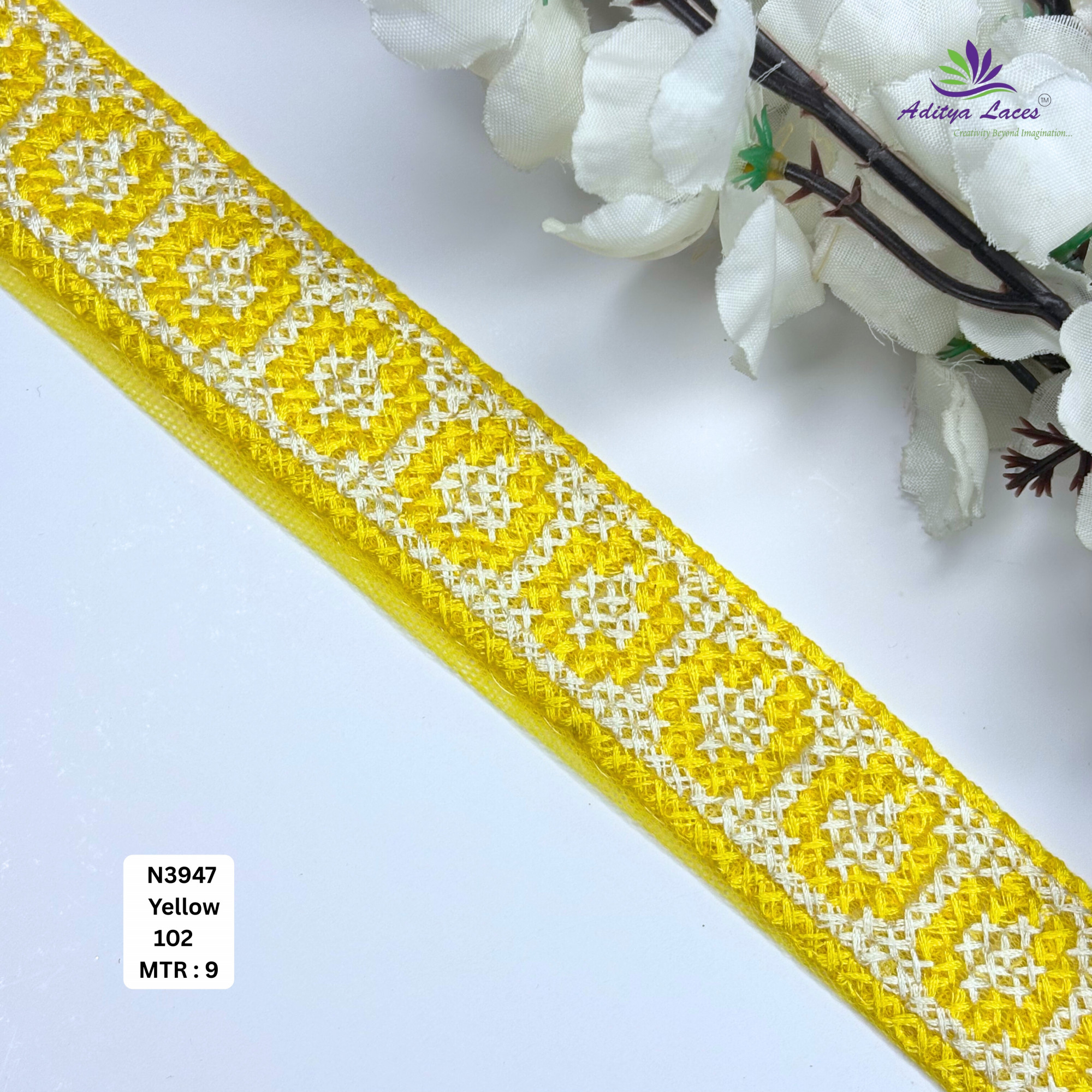 Floral Embroidered Net Lace Border for Saree Bridal Wear