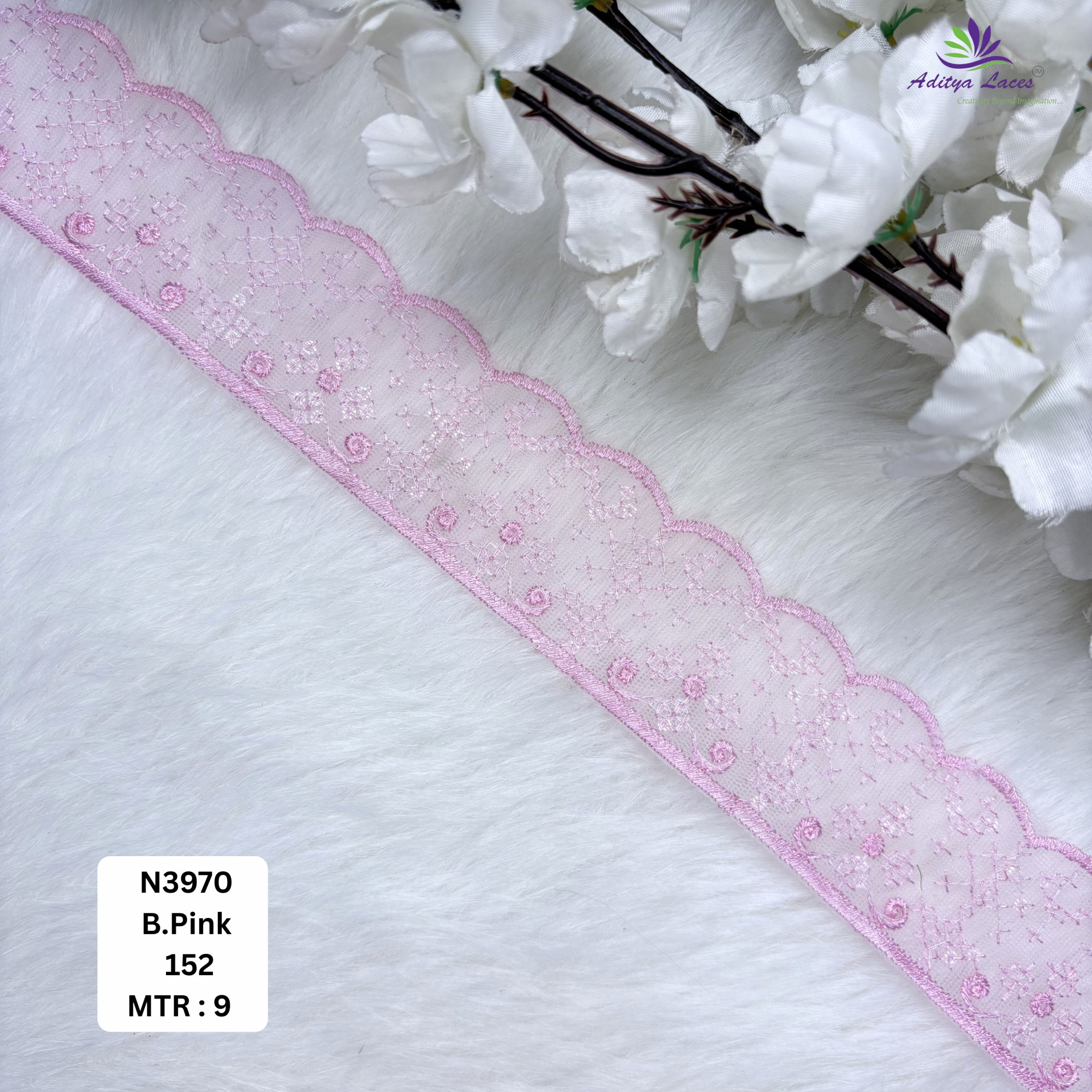 Royal Embroidered Net Lace Border for Saree Bridal Wear
