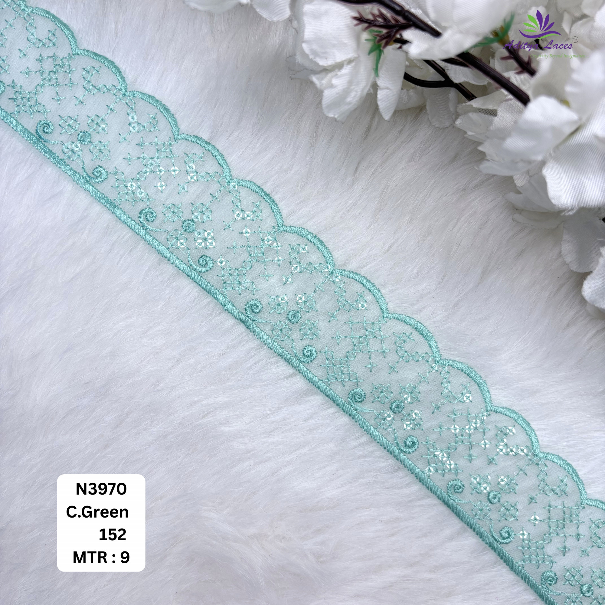 Royal Embroidered Net Lace Border for Saree Bridal Wear