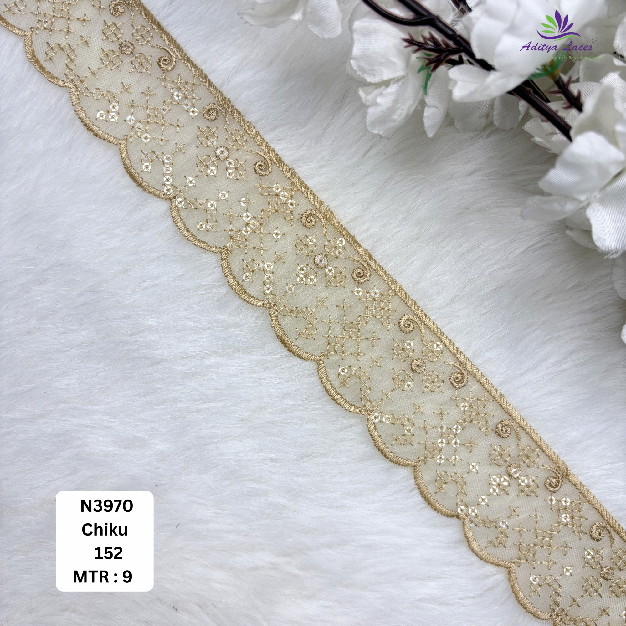 Royal Embroidered Net Lace Border for Saree Bridal Wear