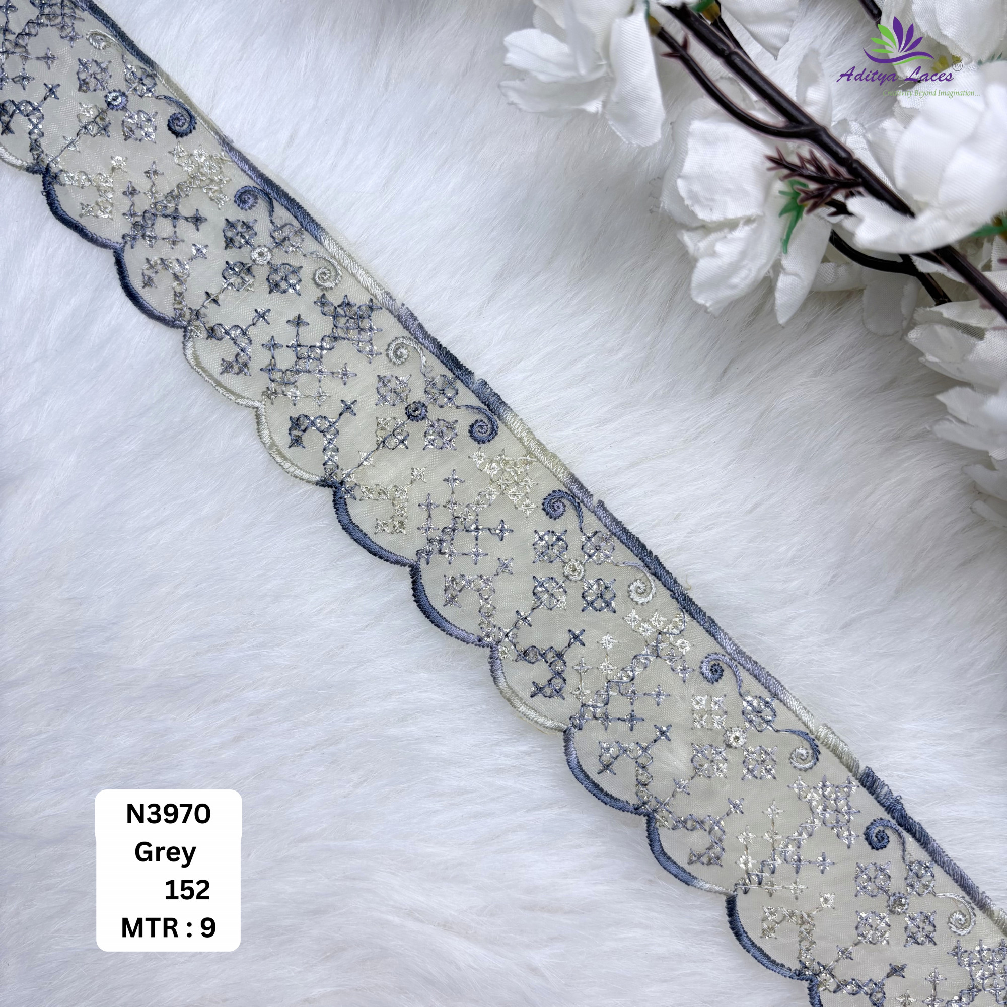 Royal Embroidered Net Lace Border for Saree Bridal Wear