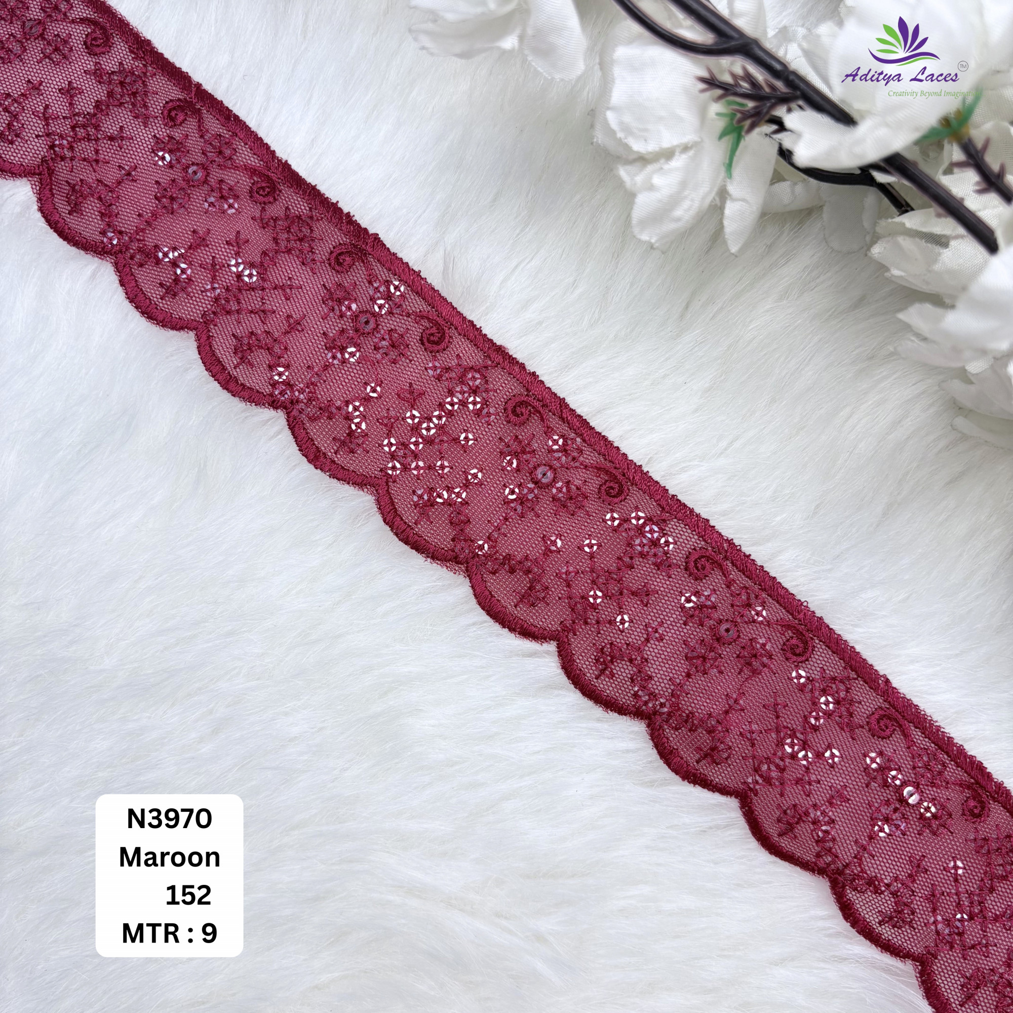Royal Embroidered Net Lace Border for Saree Bridal Wear