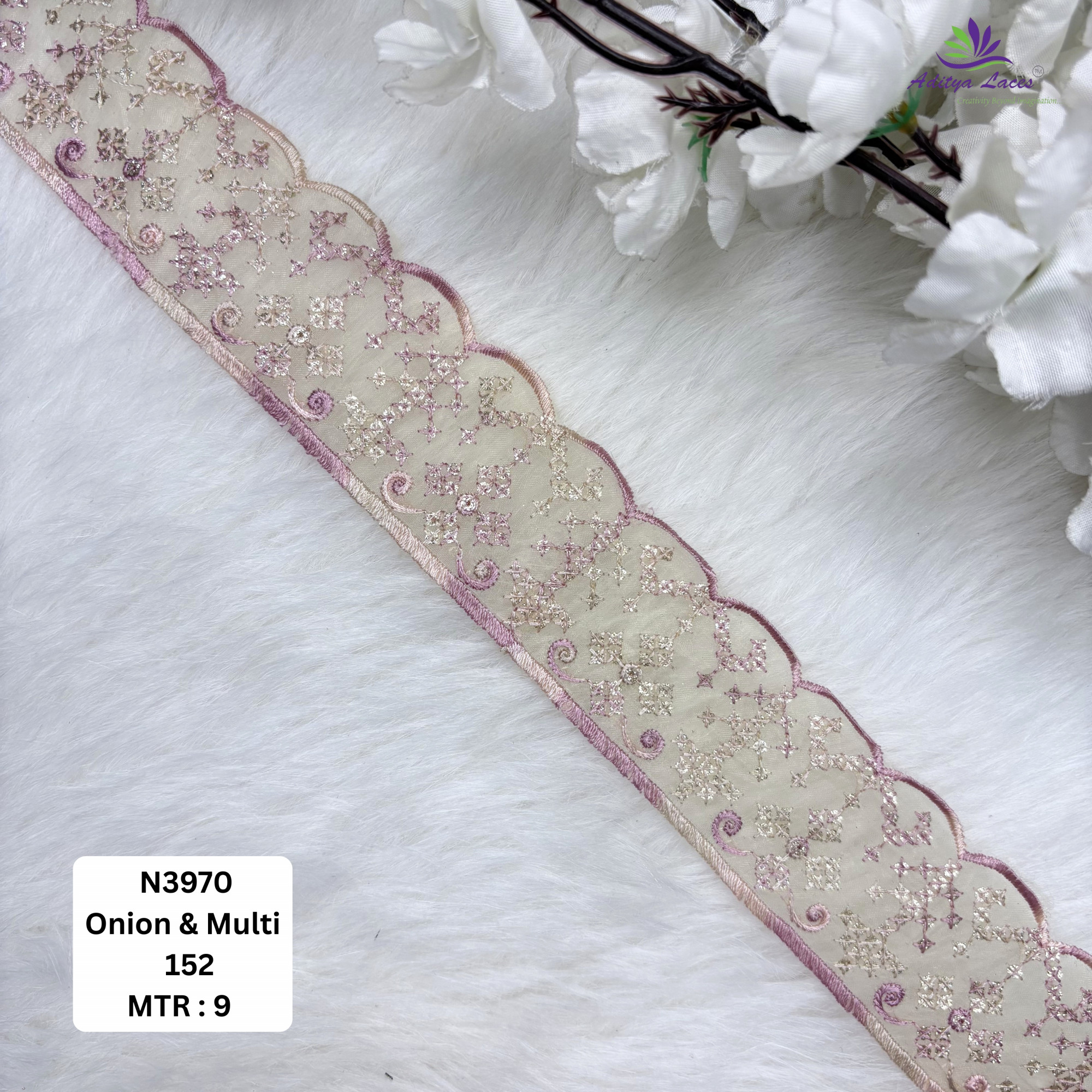 Royal Embroidered Net Lace Border for Saree Bridal Wear