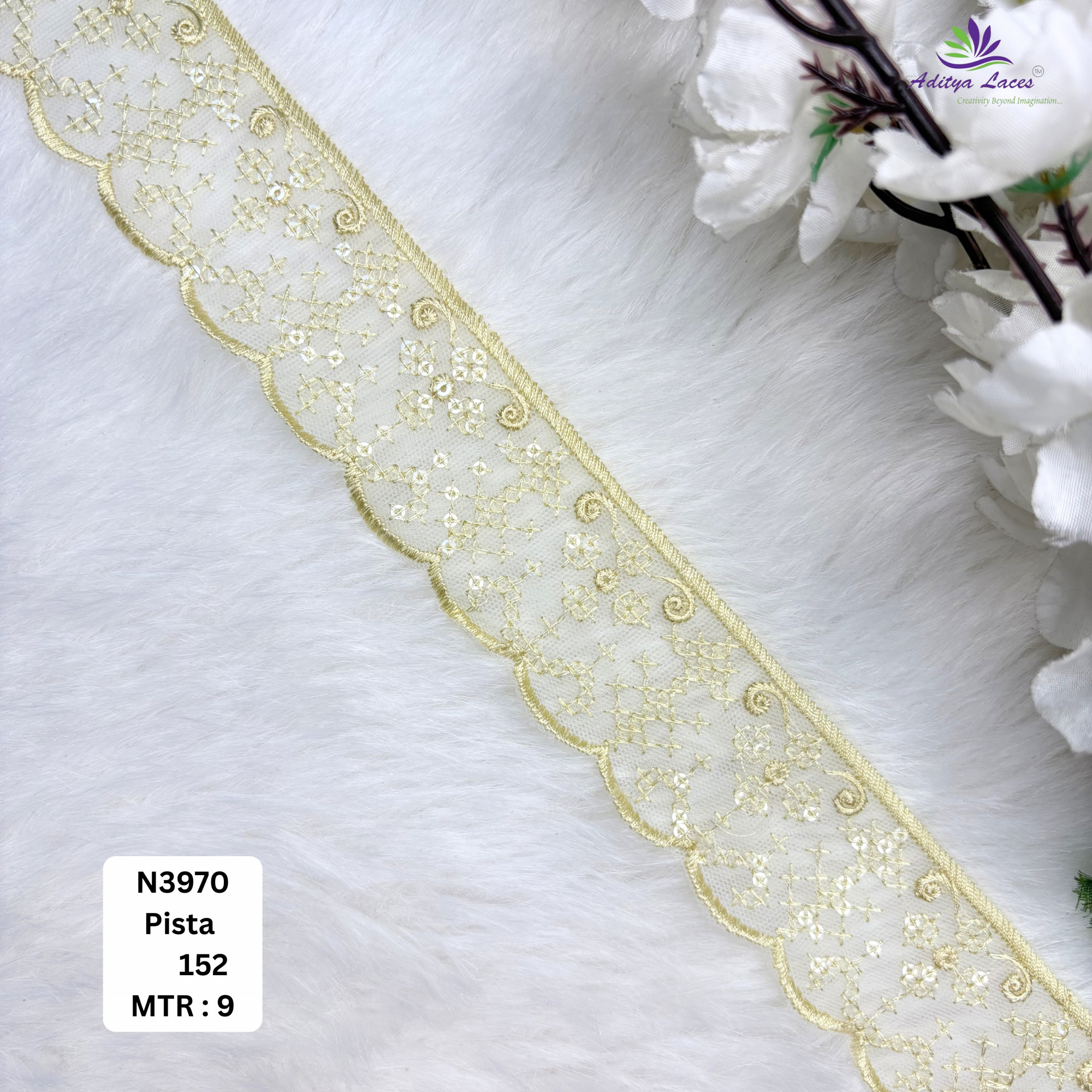 Royal Embroidered Net Lace Border for Saree Bridal Wear