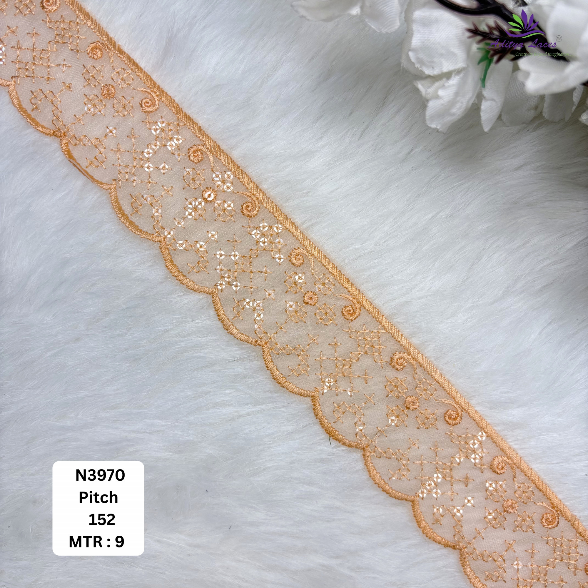 Royal Embroidered Net Lace Border for Saree Bridal Wear