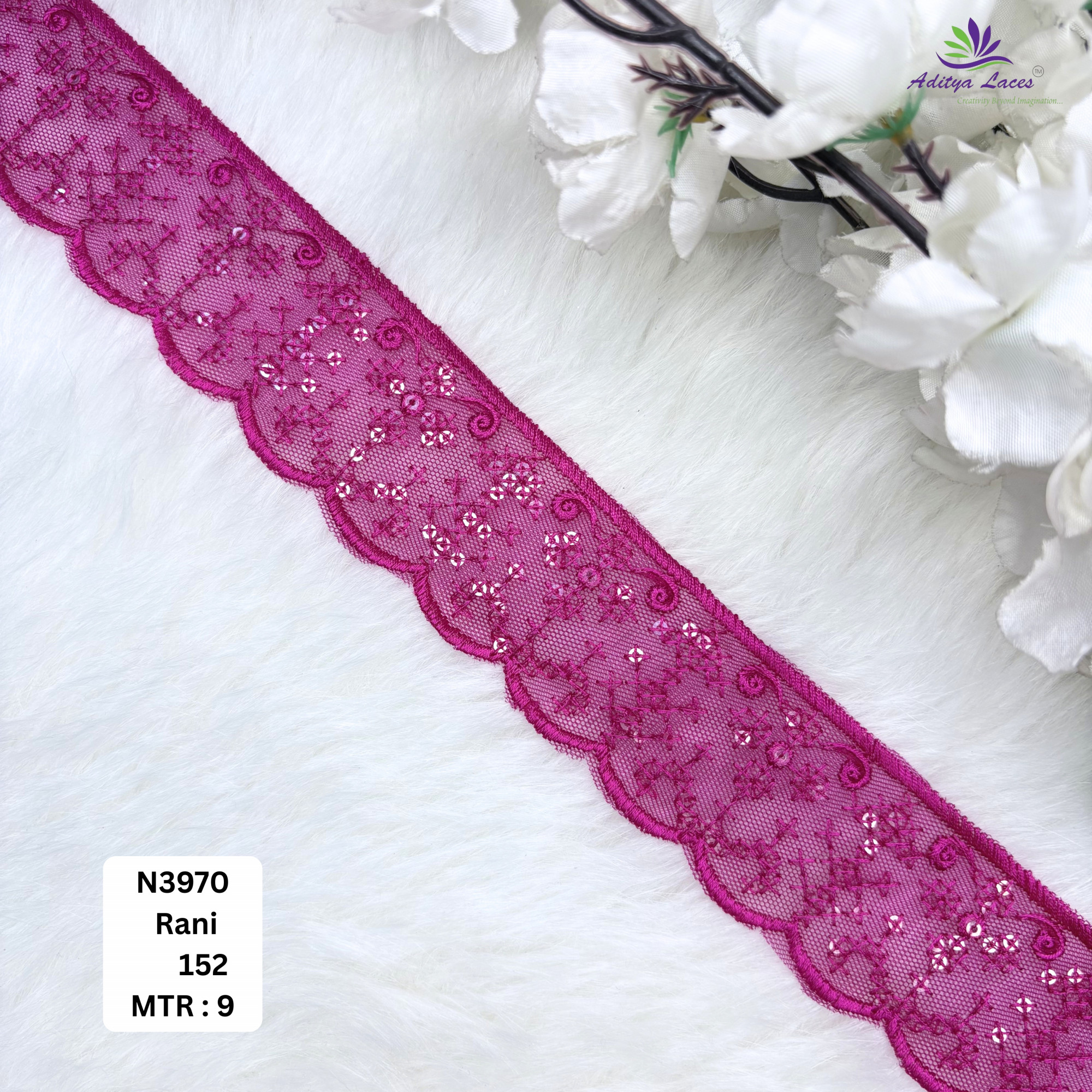 Royal Embroidered Net Lace Border for Saree Bridal Wear