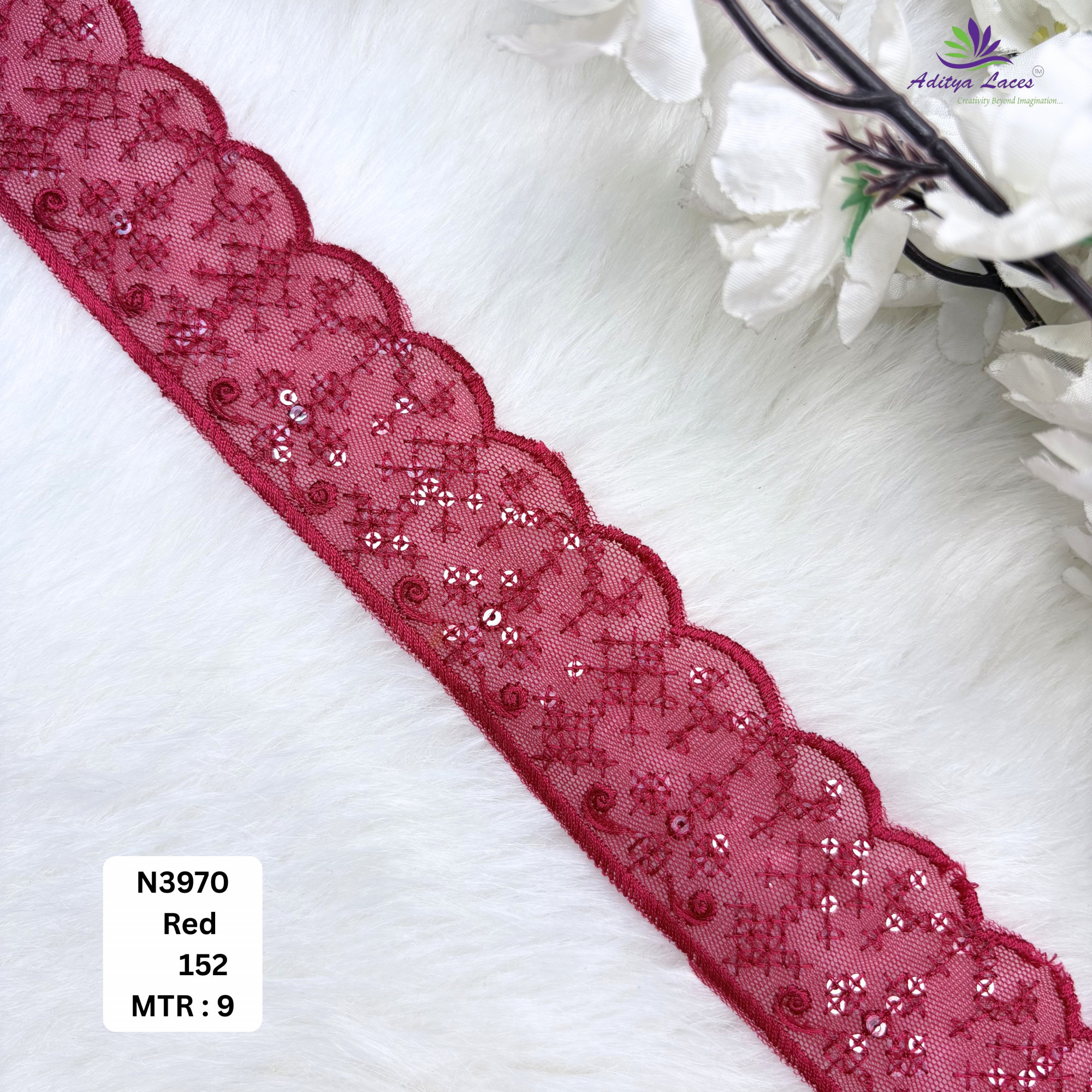 Royal Embroidered Net Lace Border for Saree Bridal Wear