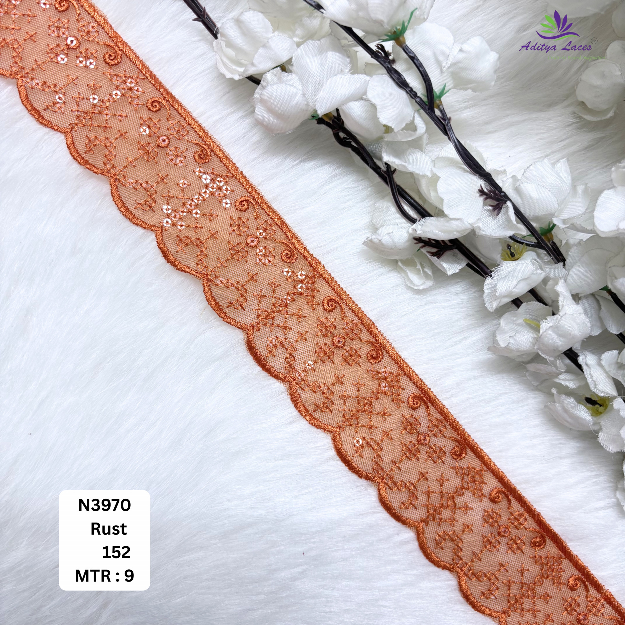 Royal Embroidered Net Lace Border for Saree Bridal Wear