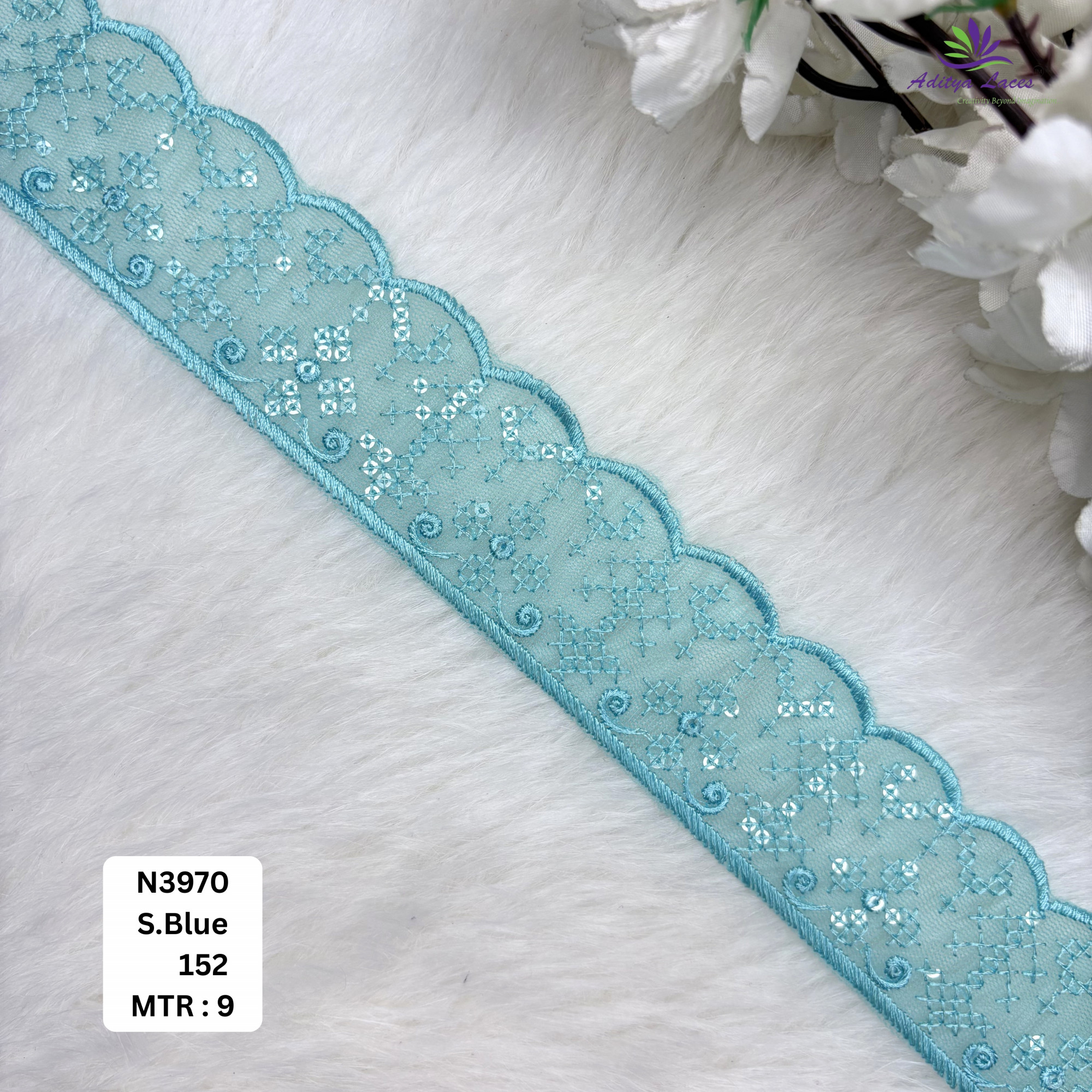 Royal Embroidered Net Lace Border for Saree Bridal Wear